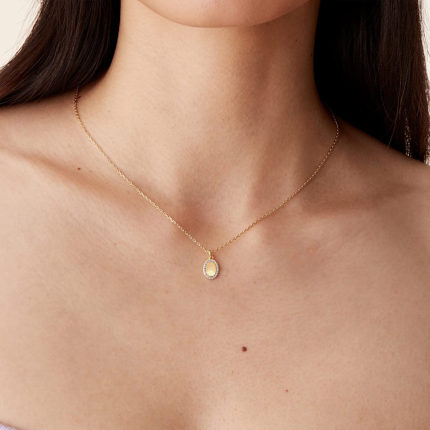 PAVOI Rhodium Plated Pendant Necklace l Necklaces for Women (Oval, White Plated)