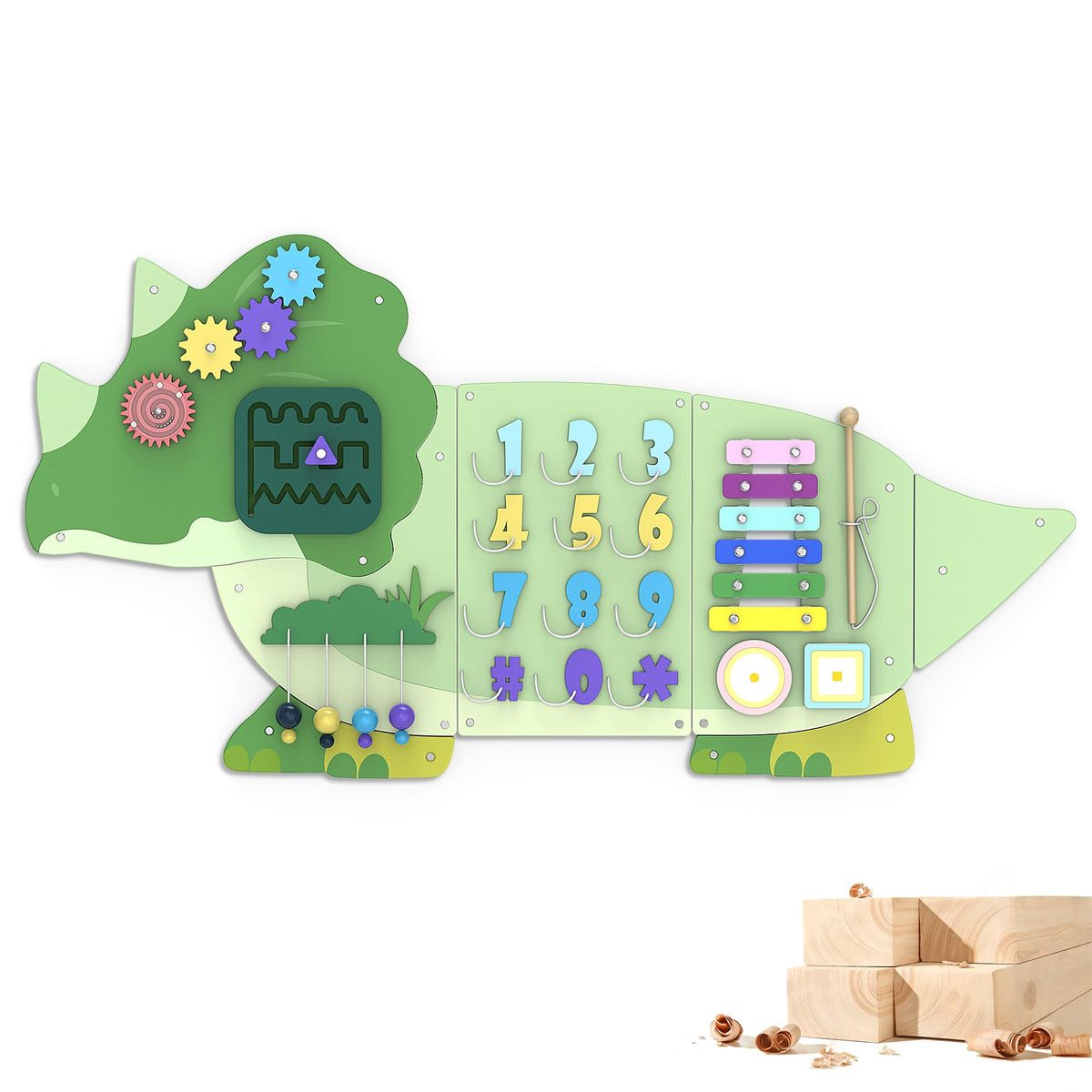 BlueWood Wooden Wall Busy Board Panels, Toddler Learning Activity Center, Montessori Philosophy Sensory, Educational Toys, Conducive to All-Round Development - Rocket