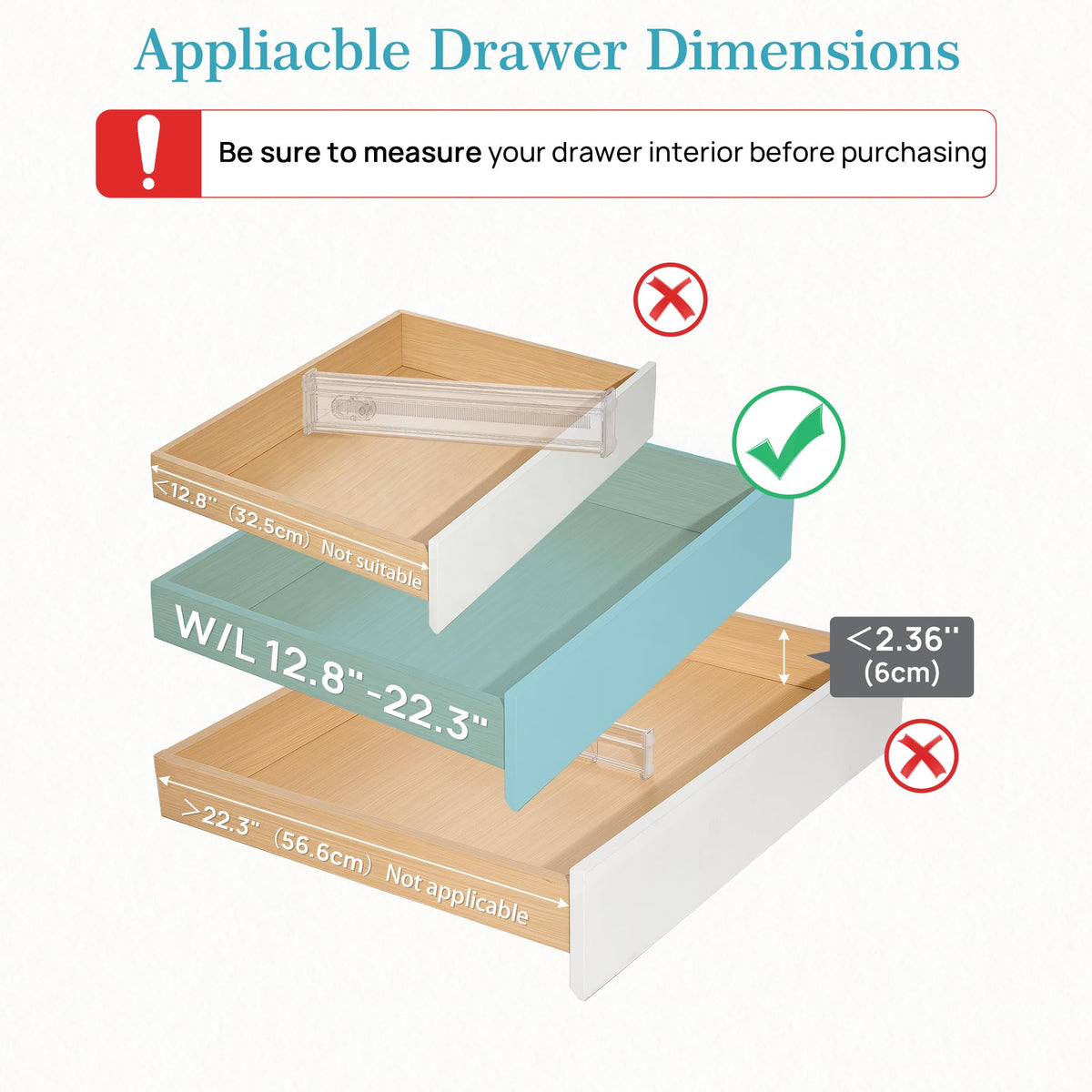 2.36" Drawer Dividers with Expandable Inserts (6 Count)