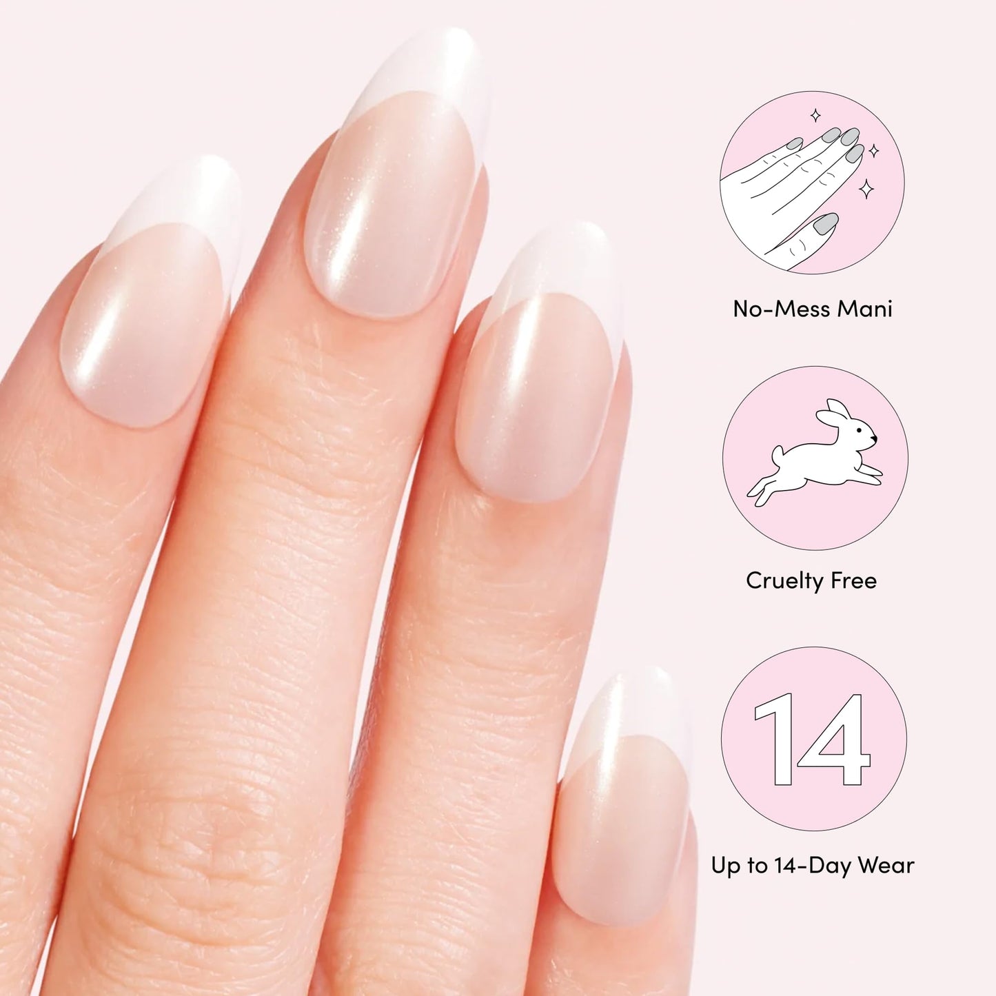 Dashing Diva Nailbliss Glazed Donut Gel Manicure Set - French Glaze - Salon Quality, Easy to Apply and Chip Resistant - Contains 30 Medium Length, Almond Shaped, Glue On Gel Nails