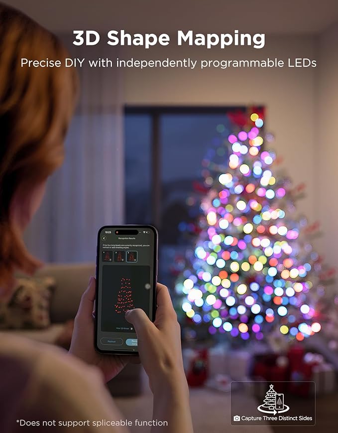 Govee Christmas Sparkle String Lights 66ft, RGBWIC String Lights with 250 Bullet-Head LEDs, App-Controlled, 140+ Scene Modes, 3D Shape Mapping, Works with SmartThings, Indoor Holiday Decorations
