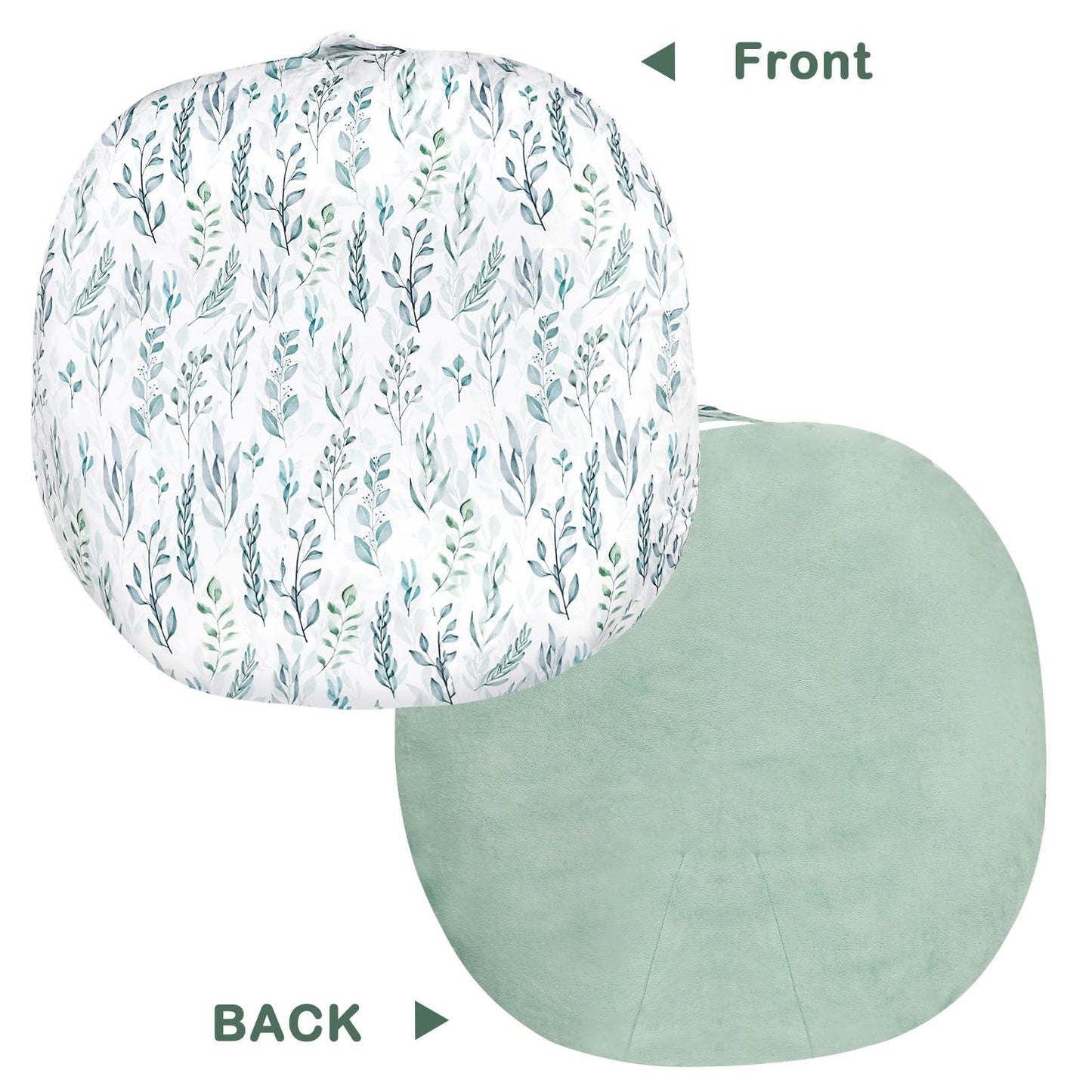 Newborn Lounger Cover, Soft Comfortable Baby Lounger Cover, 1 Pack Reversible Removable Slipover for Infant Lounger Pillow, Green Leaf (Lounger not Included)