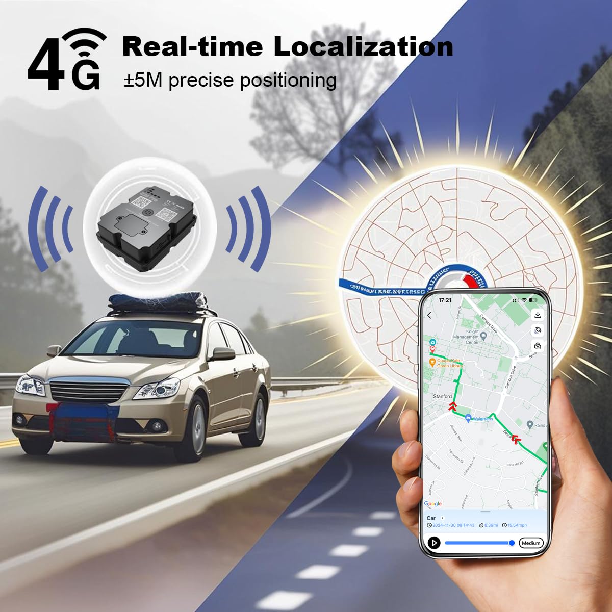 GPS Tracker for Vehichles, up to 7 Months Long Battery Life, Real Time Tracking, Unlimited Distance, Strong Magnetic,IP67 Waterproof 4G Tracker Device for Vehicles Cars Motorcycle, Subscription Needed