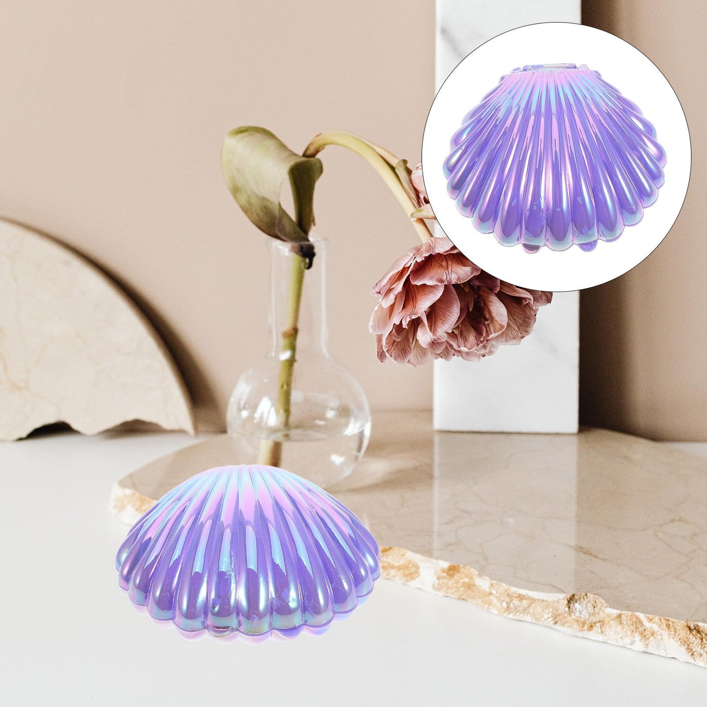 20pcs Sea Shells Candy Boxes Party Favor Containers Clam Treat Holders Plastic Chocolate Jar for Wedding Birthday Shower Decorations Supplies