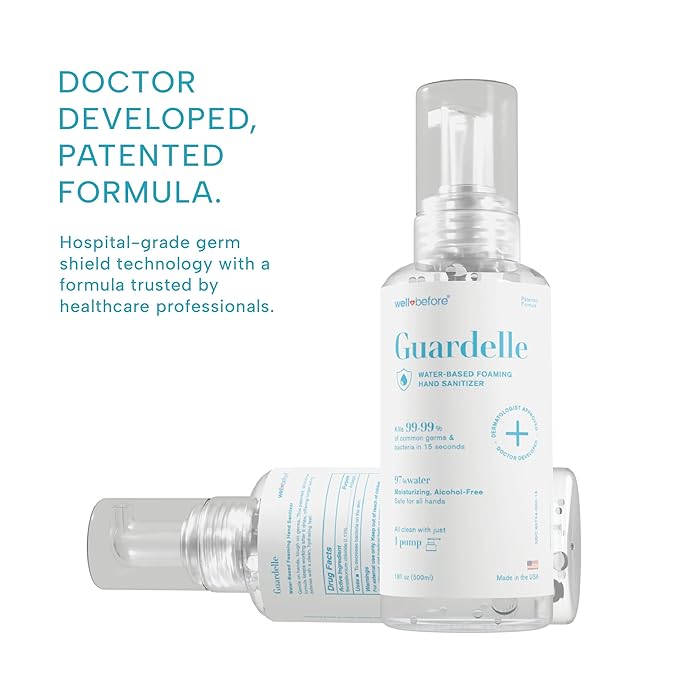 Well Before Guardelle, Alcohol-Free Foaming Hand Sanitizer - 97% Water, Non-Sticky Micro-Foam, 18 fl oz (Pack of 1)