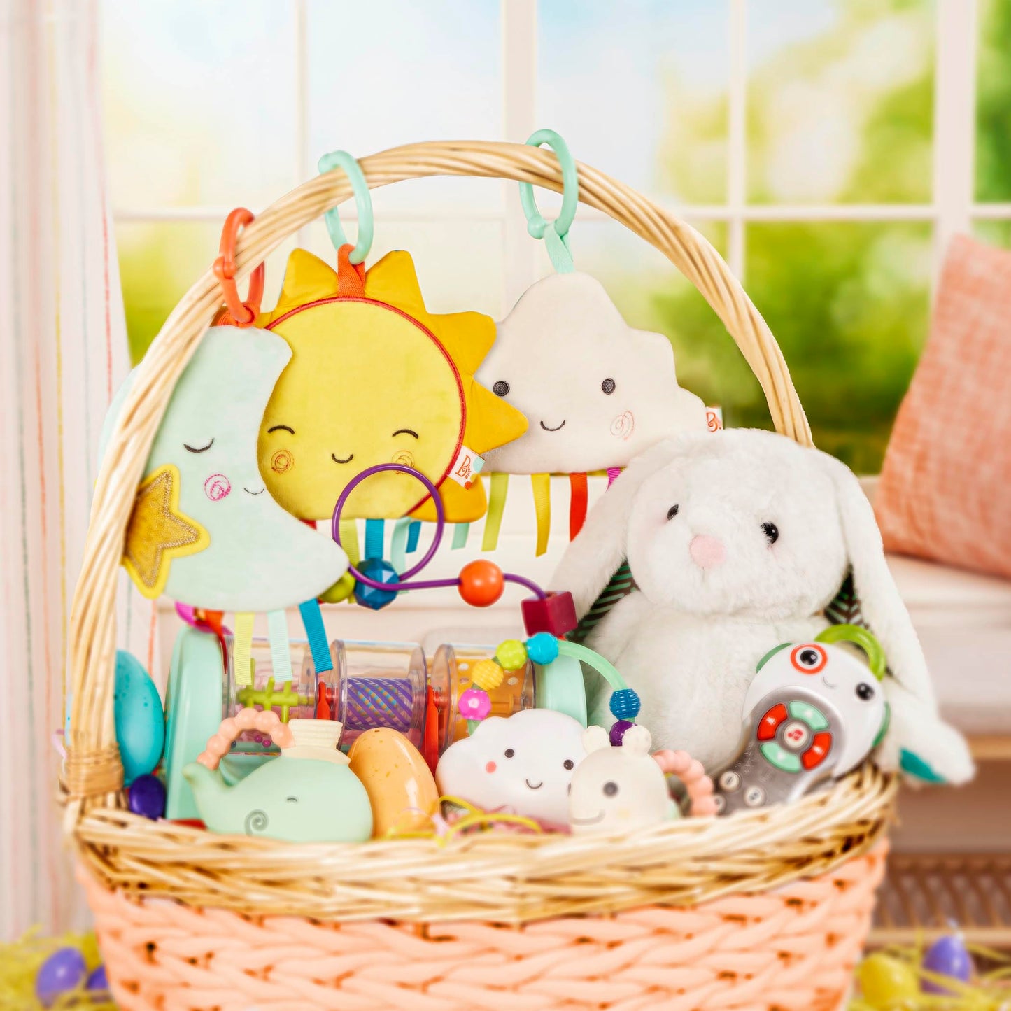 B. toys – 12-Inch Plush Bunny Soft & Cuddly Plush Rabbit Toy Washable – Happy Hues – Peppy Mint Bunny – 0 Months+