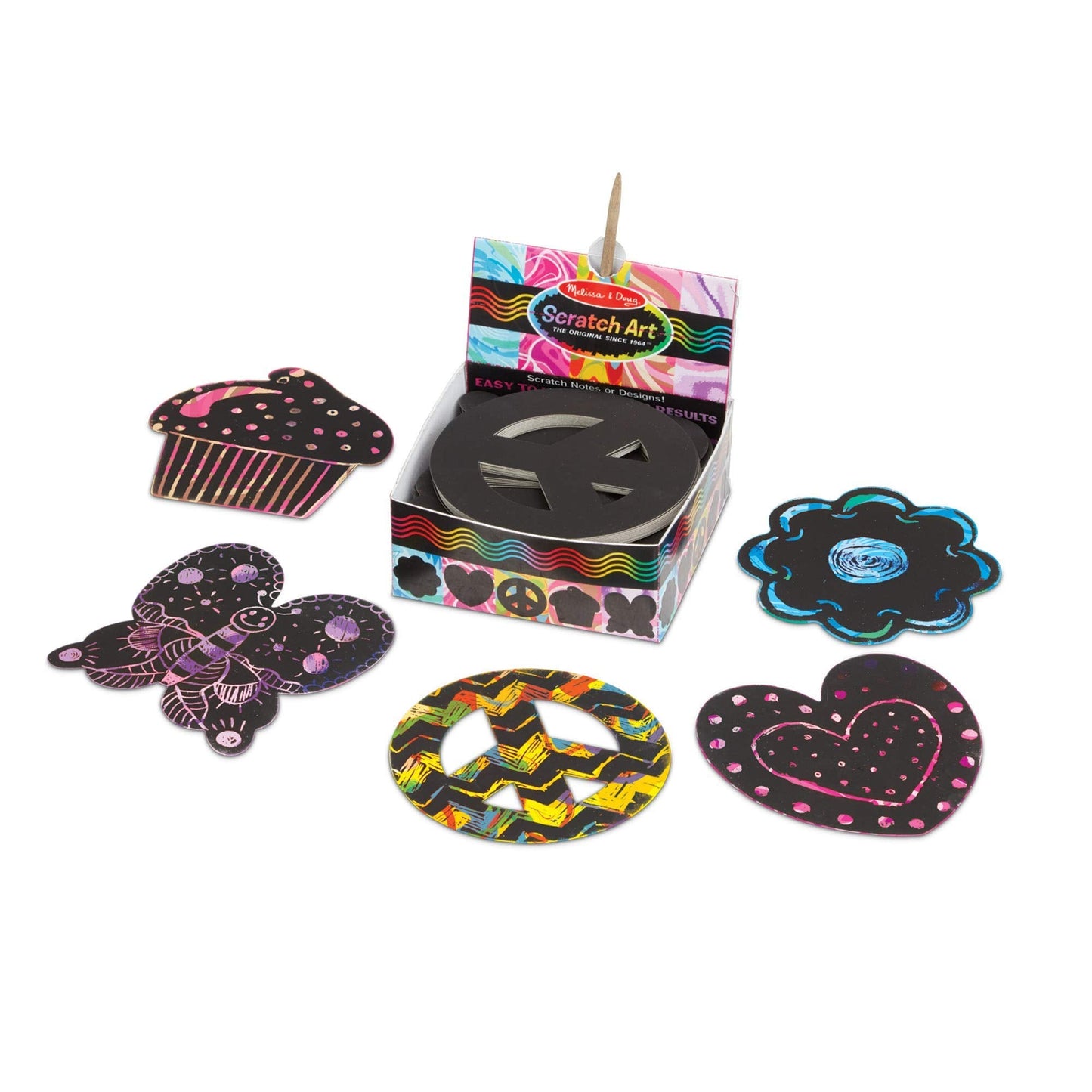 Melissa & Doug Scratch Art® Box of 125 Friendship-Themed Shaped Notes in Desktop Dispenser (Approx. 3.5” x 3.5” Each Note)