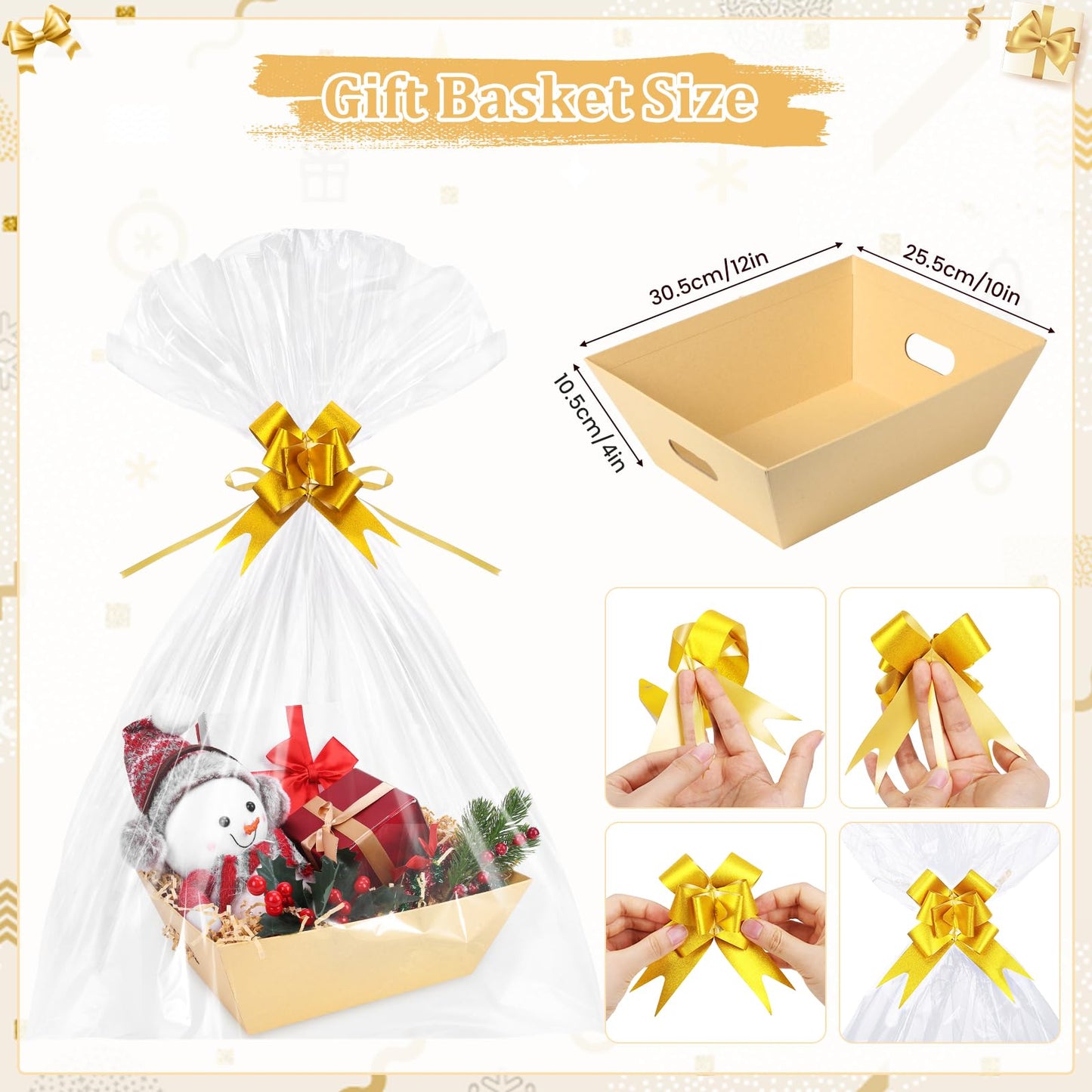 EVELOMO 5 Pack Empty Gift Baskets to Fill - 12" x 10" Large Baskets for Gifts Empty, Sturdy DIY Gifts Baskets Sets with 200g Crinkle Cut Papers for Birthdays Weddings Parties and Holidays (Kraft)