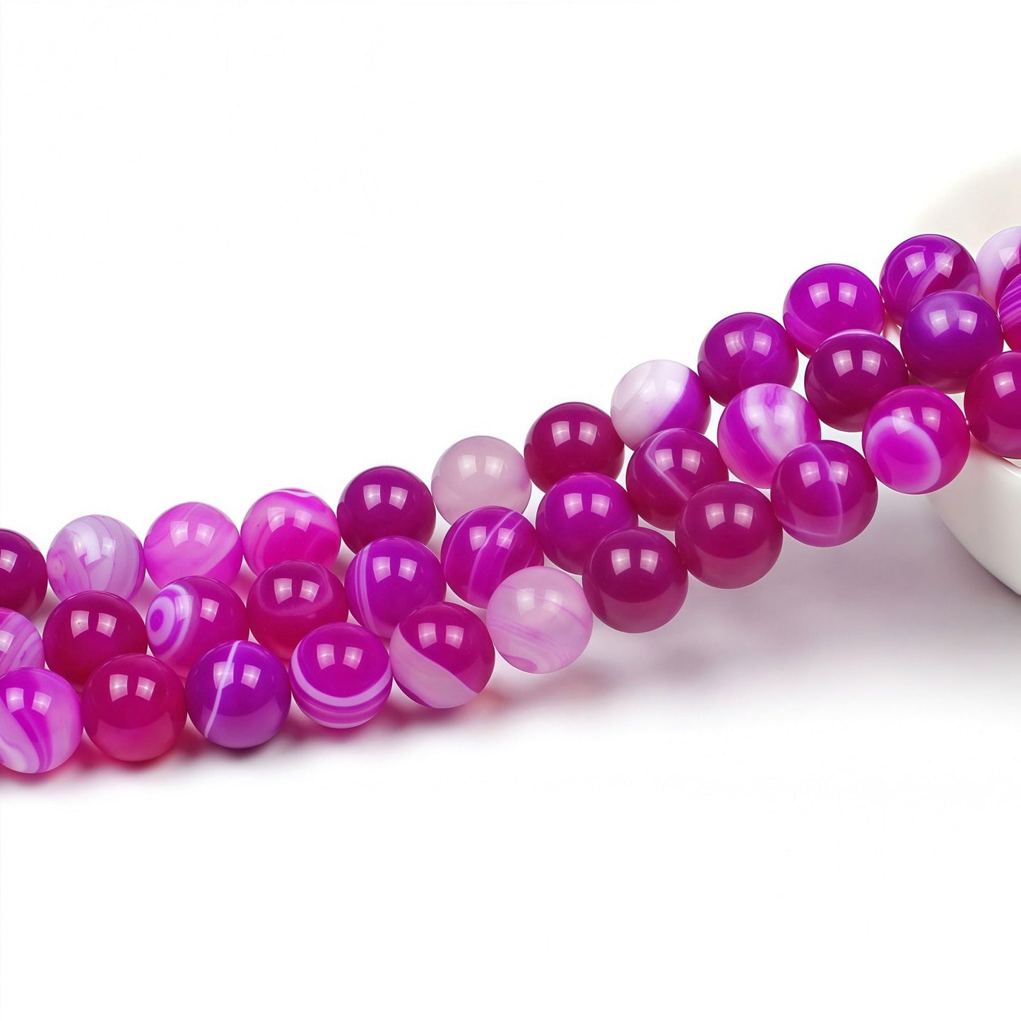 MJDCB Natural Stone Beads Rose Red Stripe Agate Round Loose Beads for Jewelry Making DIY Bracelet Necklace (6mm)