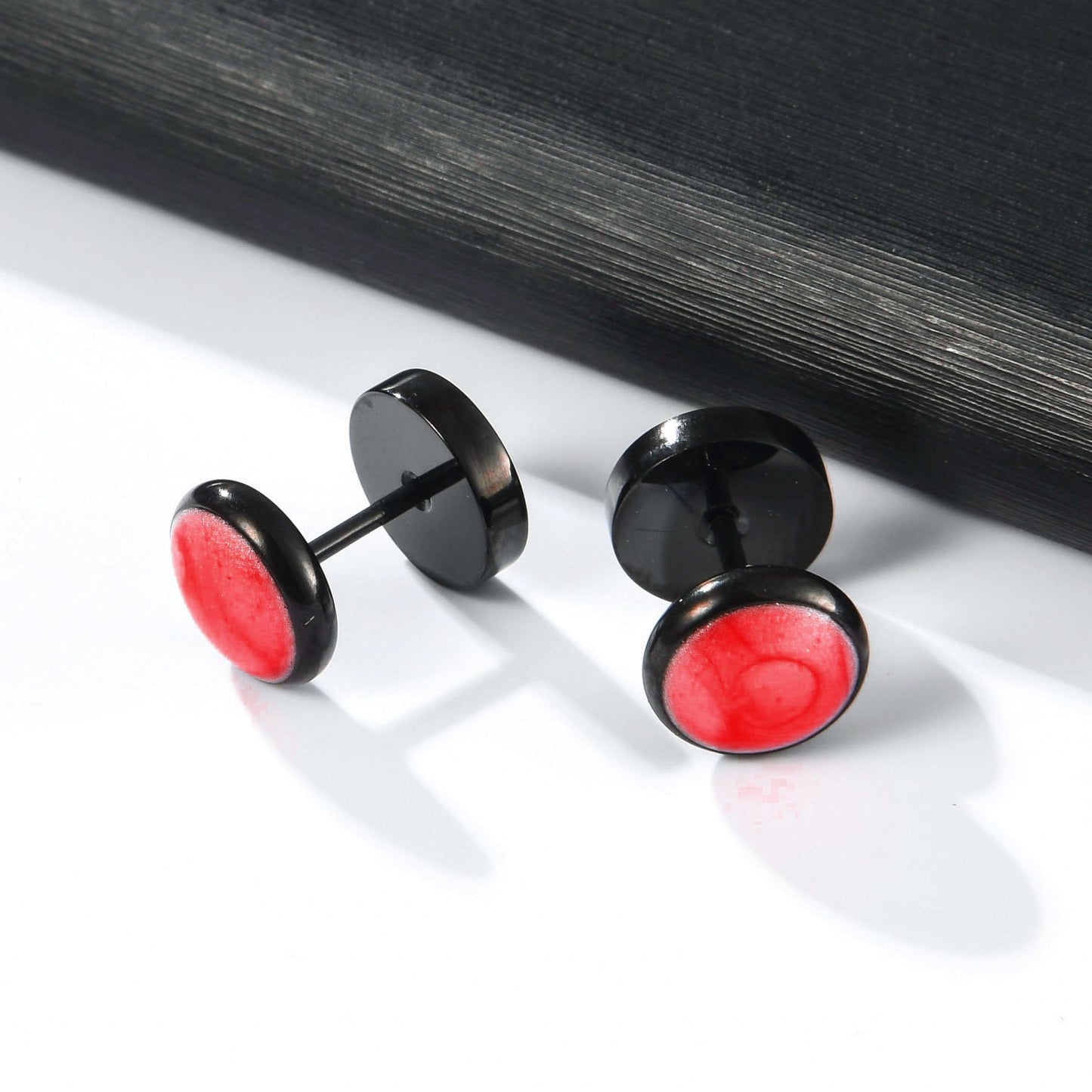 Titanium Red Screw Flat Back Earrings Hypoallergenic for Sensitive Ears Barbell Black Gold Plated Surgical Stainlesss Steel Screw Back Earrings for Women Men Punk Helix Piercing Ear Studs