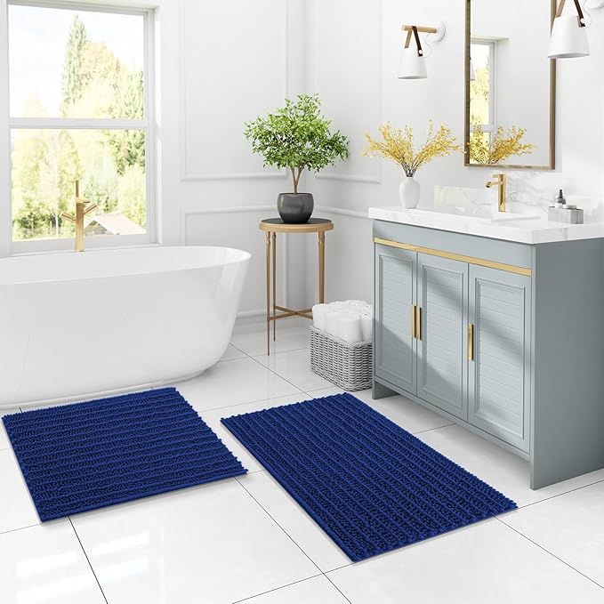 Arotive Luxury Chenille Bathroom Rug Mat, Extra Soft Thick Absorbent Shaggy Bath Rugs, Non-Slip Machine Wash Dry, Plush Bath Mats for Bathroom, Shower and Tub, 30x20, Royal Blue
