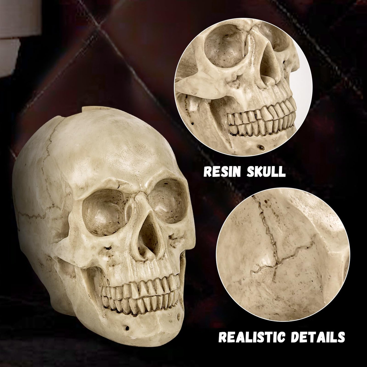 Toilet Brush and Holder Set for Bathroom,Skullduggery Skeleton Gothic Bathroom Decor Toilet Bowl Brush Set,Space Saving for Storage, Drip-Proof, Easy to Assemble, Deep Cleaning