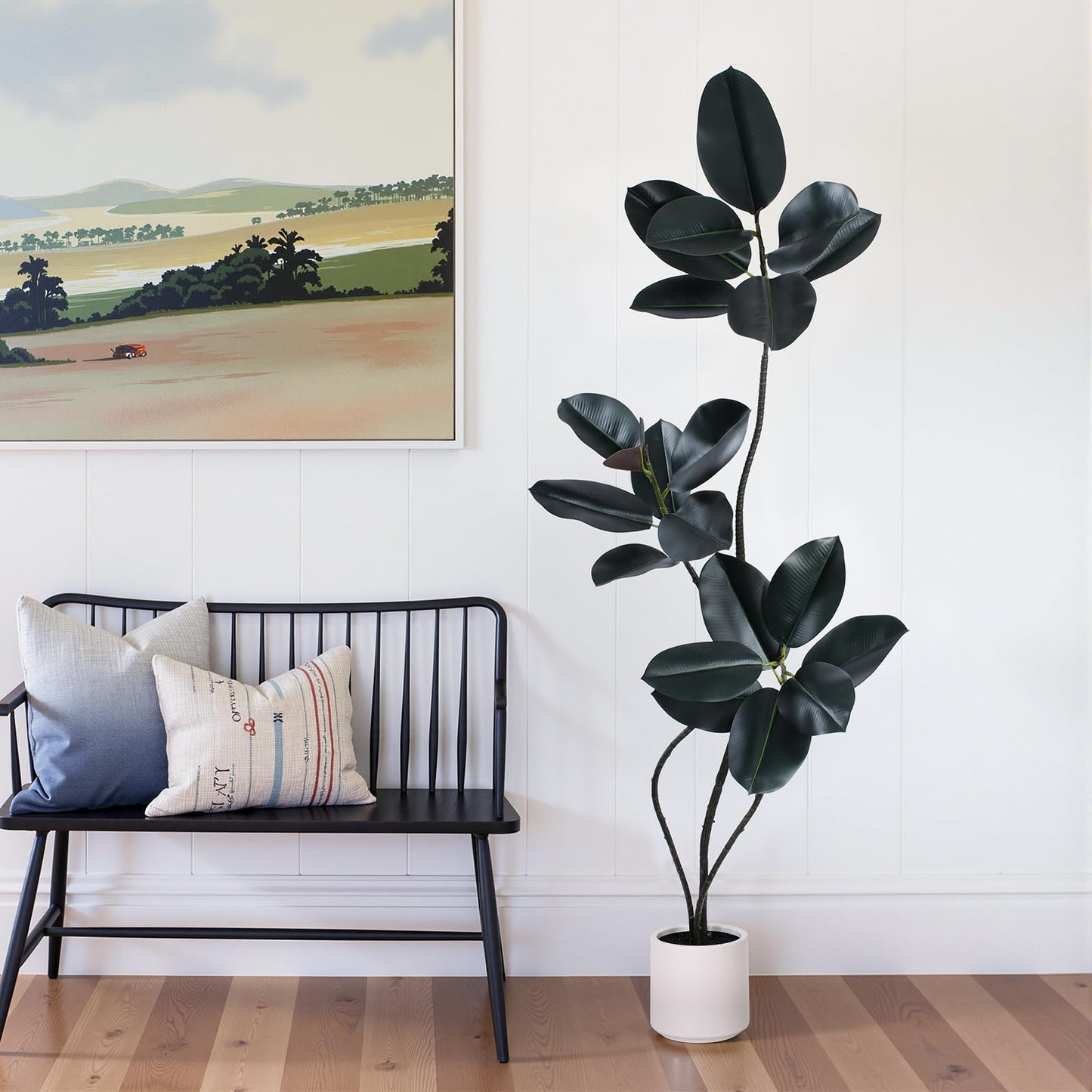 Yepdin Artificial Rubber Tree Plant -5FT Faux Plants Indoor with Planter,Tall Fake Trees Lifelike Branches & Foliage,Large Artificial Plants Indoor for Home Office Floor Patio