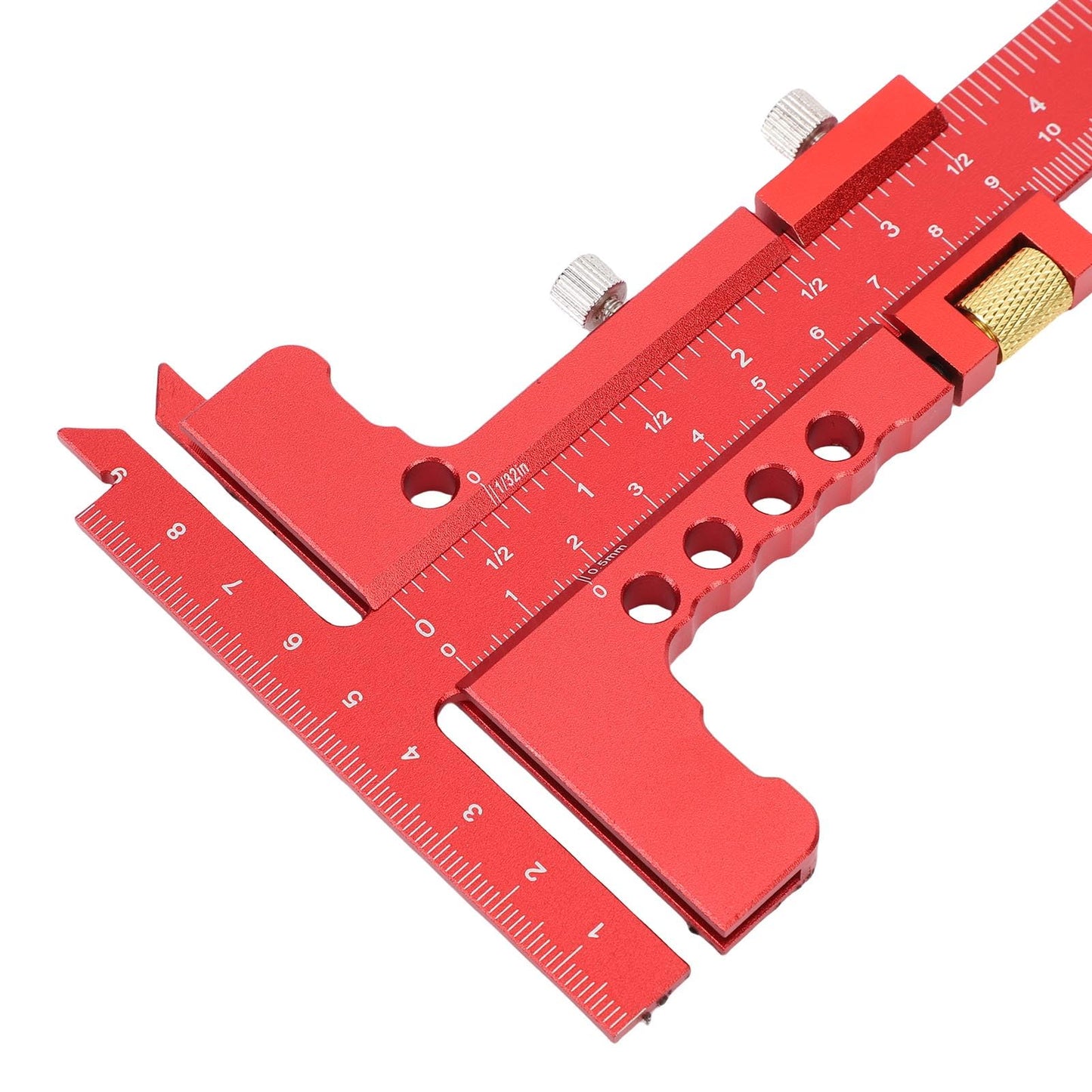 Hamwesh Woodworking Ruler Set, 9Pcs Aluminum Alloy Geometry Set Precision Measuring Tools for Accurate Layout Includes T Square Ruler, Compasses, Protractor, and Dovetail with