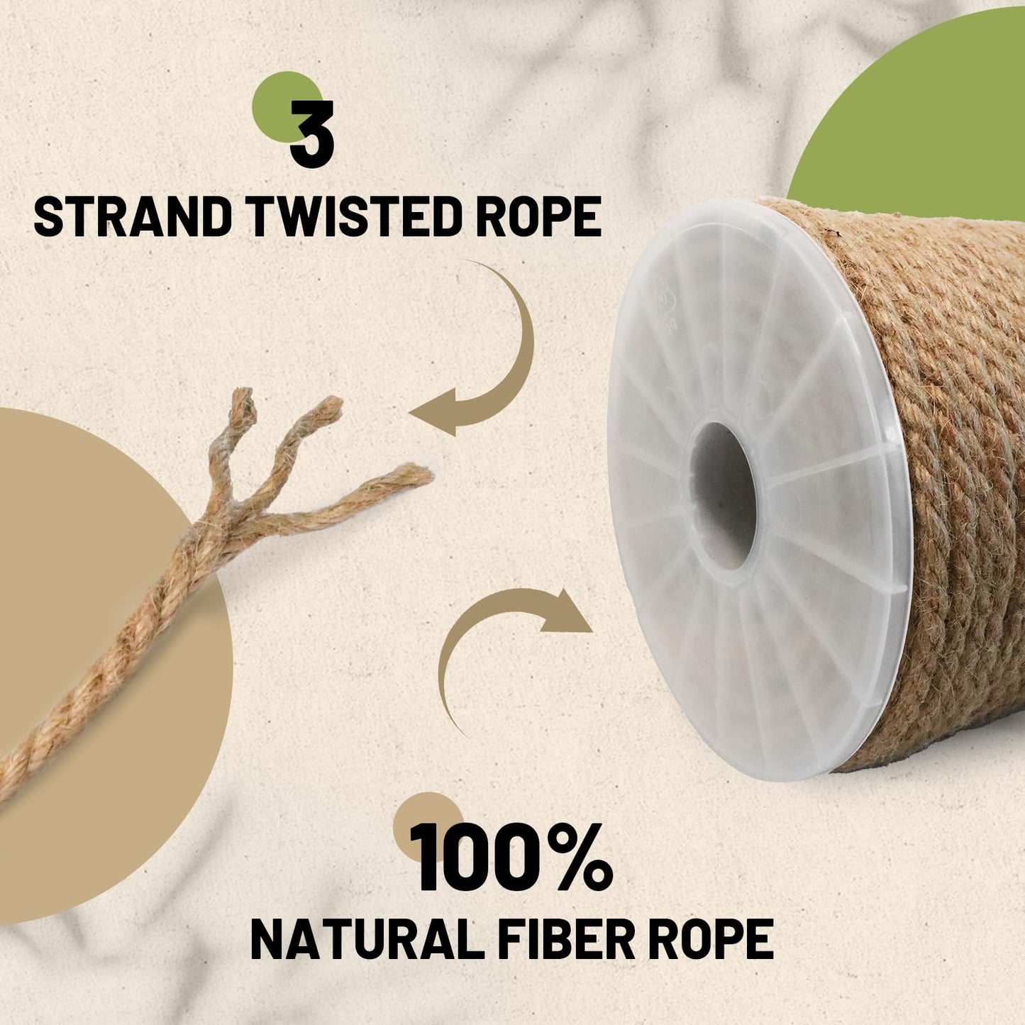 SDHUATUO Jute Twine Rope 8mm x 164ft, Natural Hemp String for Gardening, Crafting, Cat Scratching Post, DIY Crafts, Bundling, Home Decor