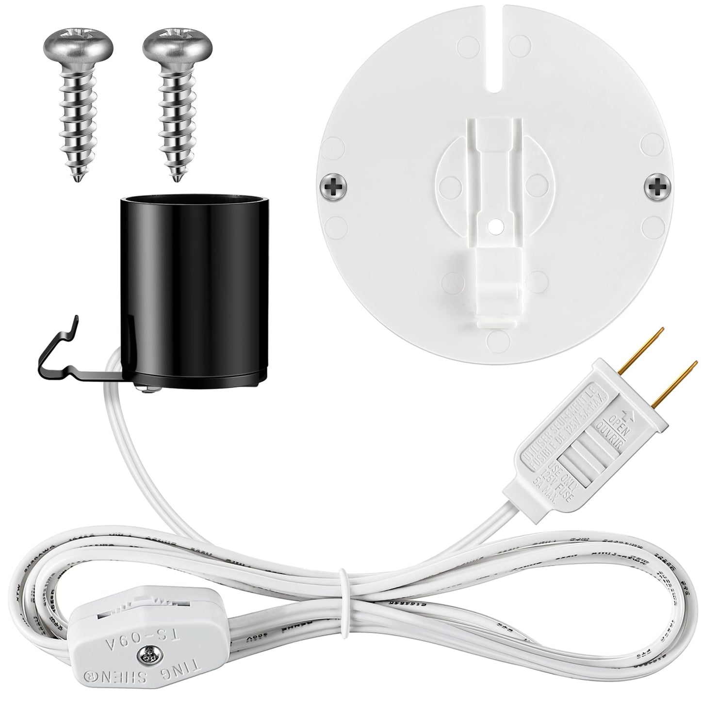 Meonum Blow Mold Light Kit Replacement, E27 E26 Single Light Cord Kit with Switch Fuse Plug, for Indoor Outdoor Halloween Christmas Village House Craft Decorations and Salt Lamp (1 Set)