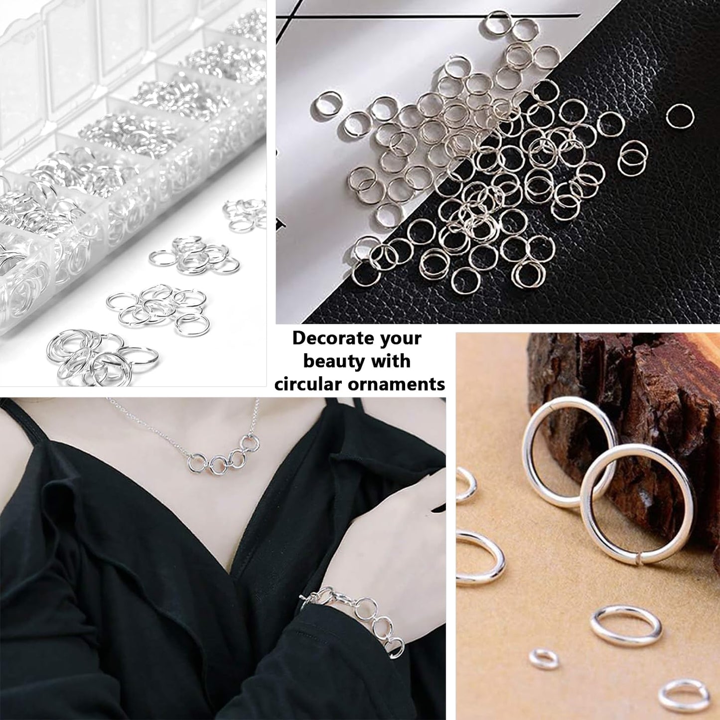 DANNEASY 1070pcs Silver Nail Art Dangle Charm Piercing Tool Hand Drill, Piercing Charms, Jump Rings, Connectors, Accessories for Jewelry Craft Making