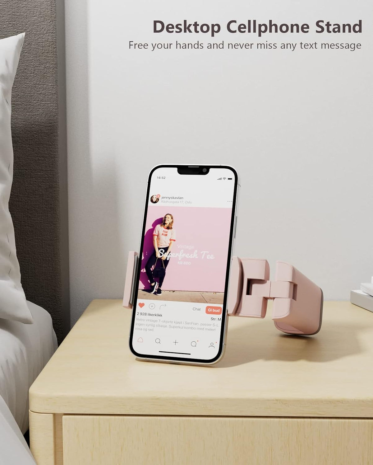MiiKARE Compact Mobile Phone Holder, Adjustable Clamp Holder, Aeroplane Holder, Portable Mobile Phone Stand, Smartphone Holder Compatible with i'Phone13/12 Pro Android, for Plane, Kitchen, Office