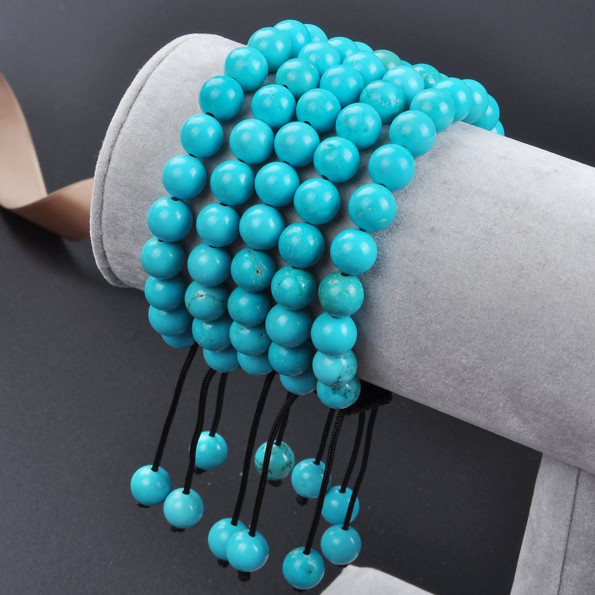 MASSIVE BEADS Natural Healing Power Gemstone Crystal Beads Unisex Adjustable Macrame Bracelets 8mm (Blue Turquoise, 8mm)
