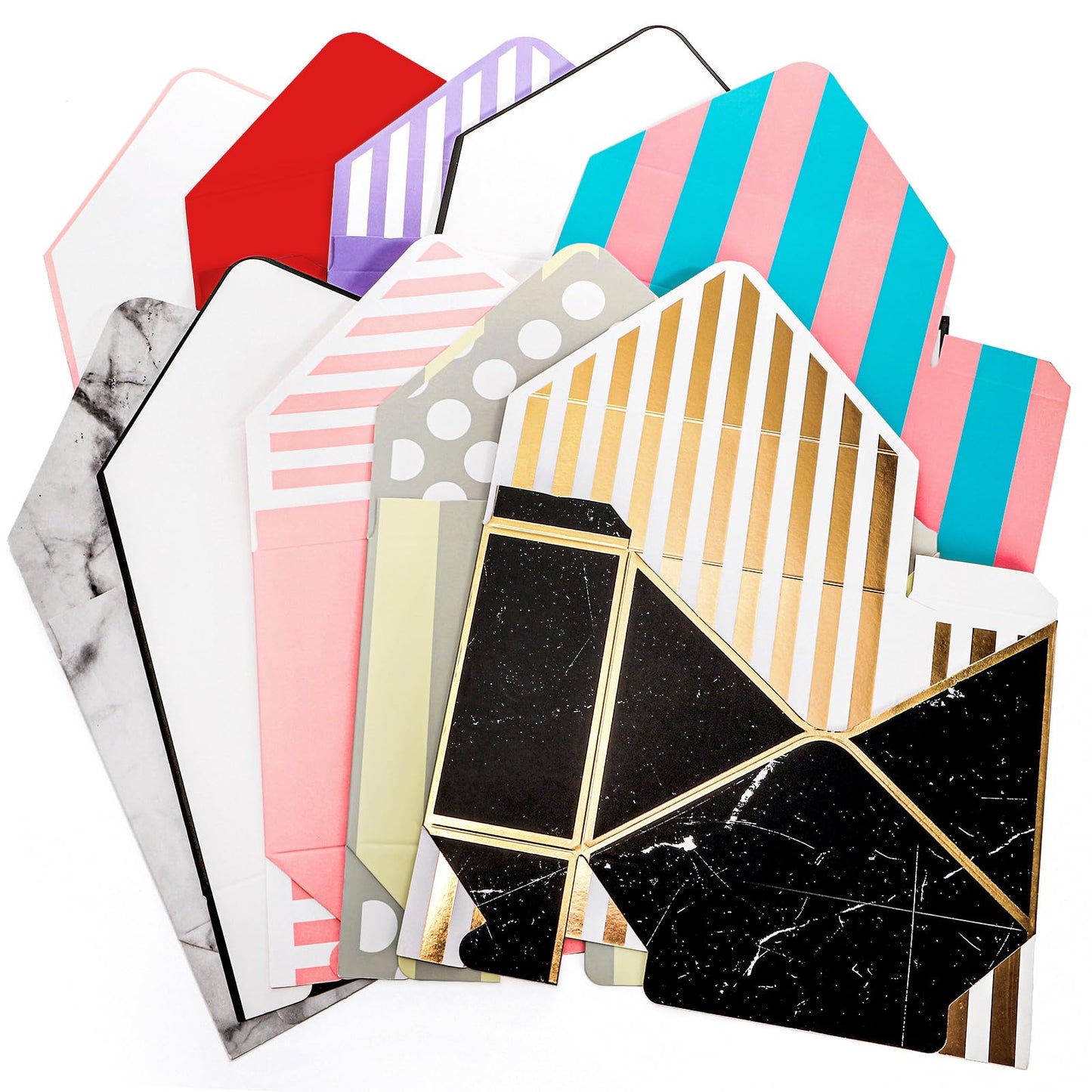 Elsjoy Set of 10 Florist Bouquet Envelope Boxes, 10 Styles Flower Bouquet Packaging Gift Paper Boxes for Wedding, Valentine's Day, Mother's Day