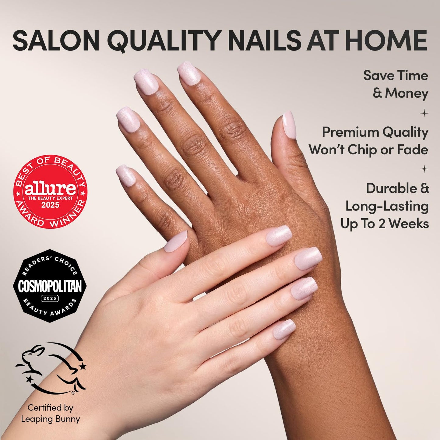 Glamnetic Press On Nails - Pinky Promise Spring Nails | Glossy, Velvet, Short Squoval Fake Nails, Salon Quality | 15 Sizes - 30 Nail Kit with Glue