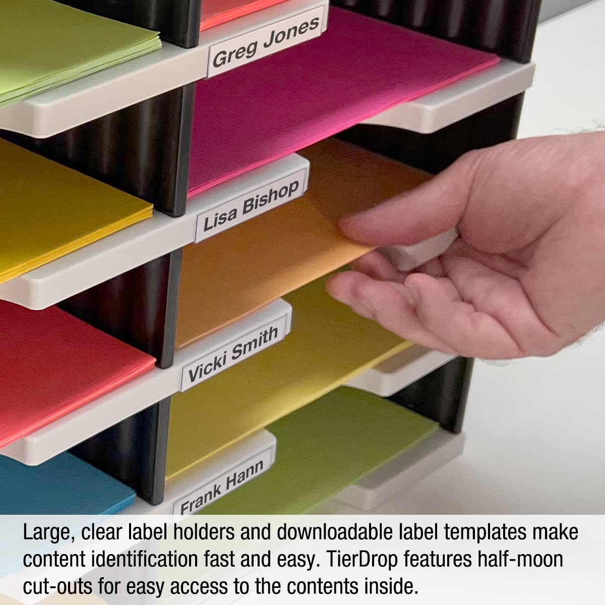 Ultimate Office Desktop Organizer 9 Letter Tray Sorter PLUS Riser Storage Base for Easy Access to Lower Slots, Desk Accessories & Supplies. Optional File Topper & Drawers