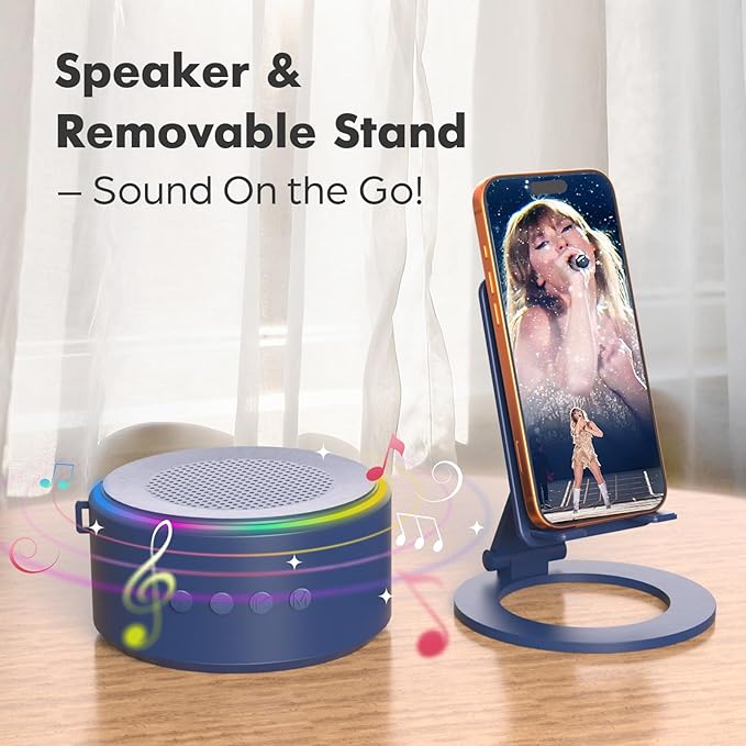 Gifts for Men Dad Him Husband Christmas - Blue Bluetooth Speaker with Phone Stand, Anniversary Birthday Gift for Teen Boy Boyfriend Women, Mens Stocking Stuffers - Ideal for Home/Kitchens/Outdoor/Desk