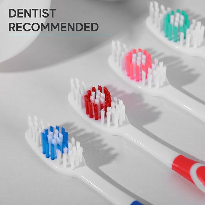 4 Pack Toothbrushes for Adults - Individually Wrapped Medium Bristle Toothbrushes with Covers - Multi-Color Pack - Convenient & Affordable Dental Care for Travel, Hotels, Airbnb, Missions & More
