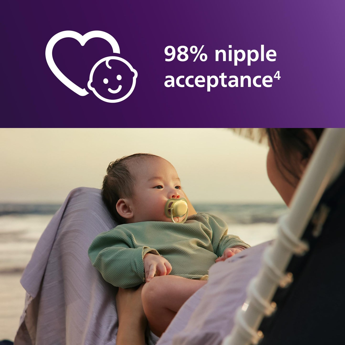 Philips Avent Ultra Air Pacifiers - Orthodontic Design, for Babies 0-6 Months, Soft Silicone Symmetrical Nipple, BPA-Free, 2 Sterilizing Cases, 4 Pack, SCF087/21