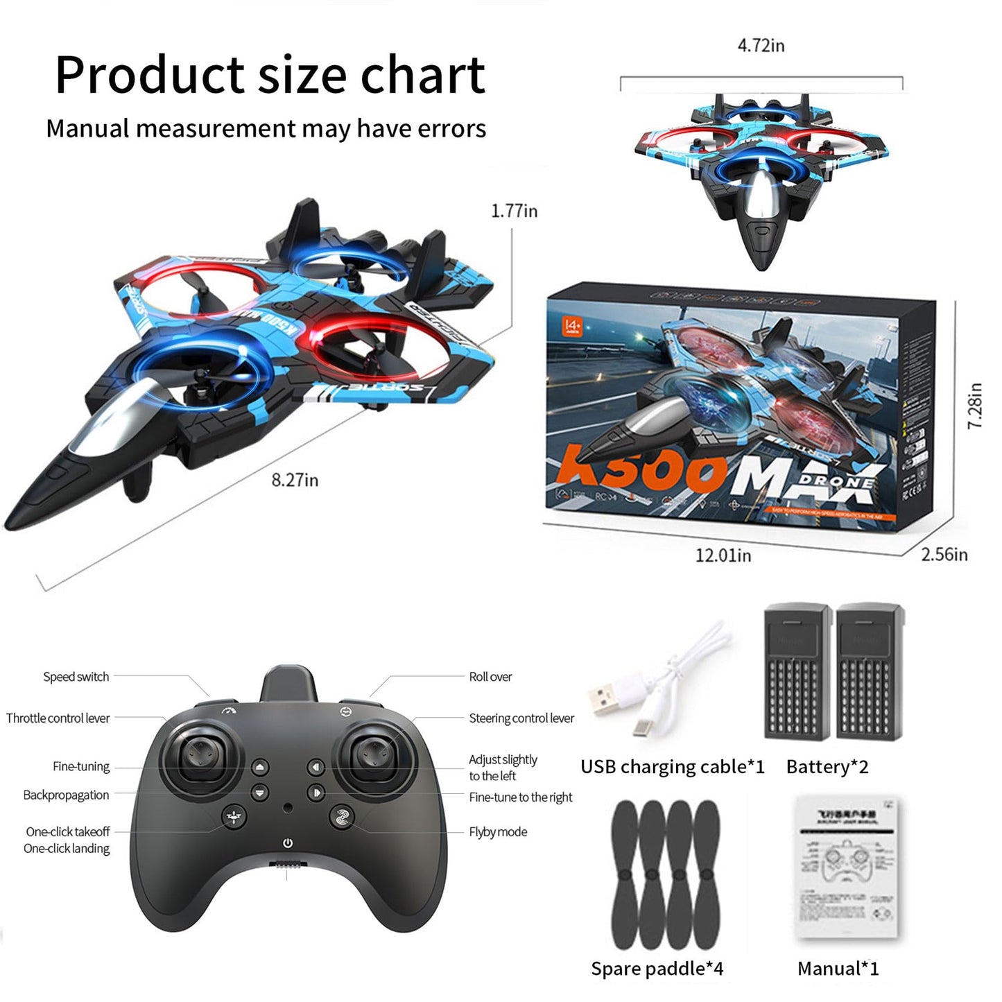 Hnvuxs Fighter Mini RC Airplane for Kids - Hand Launch Stunt Drone with Auto Hover, 3D Flips & Easy Joystick Control, 3 Speeds, Propeller Guards, Indoor Outdoor Toy Gift for Beginners