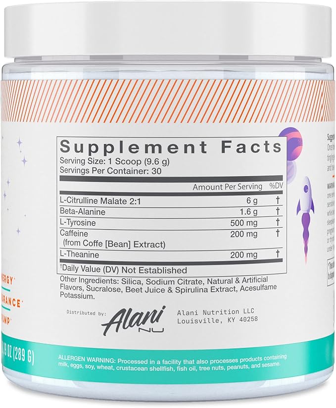 Alani Nu Pre Workout Powder Galaxy Lemonade | Amino Energy Boost | Endurance Supplement | Sugar Free | 200mg Caffeine | L-Theanine, Beta-Alanine, Citrulline | 30 Servings