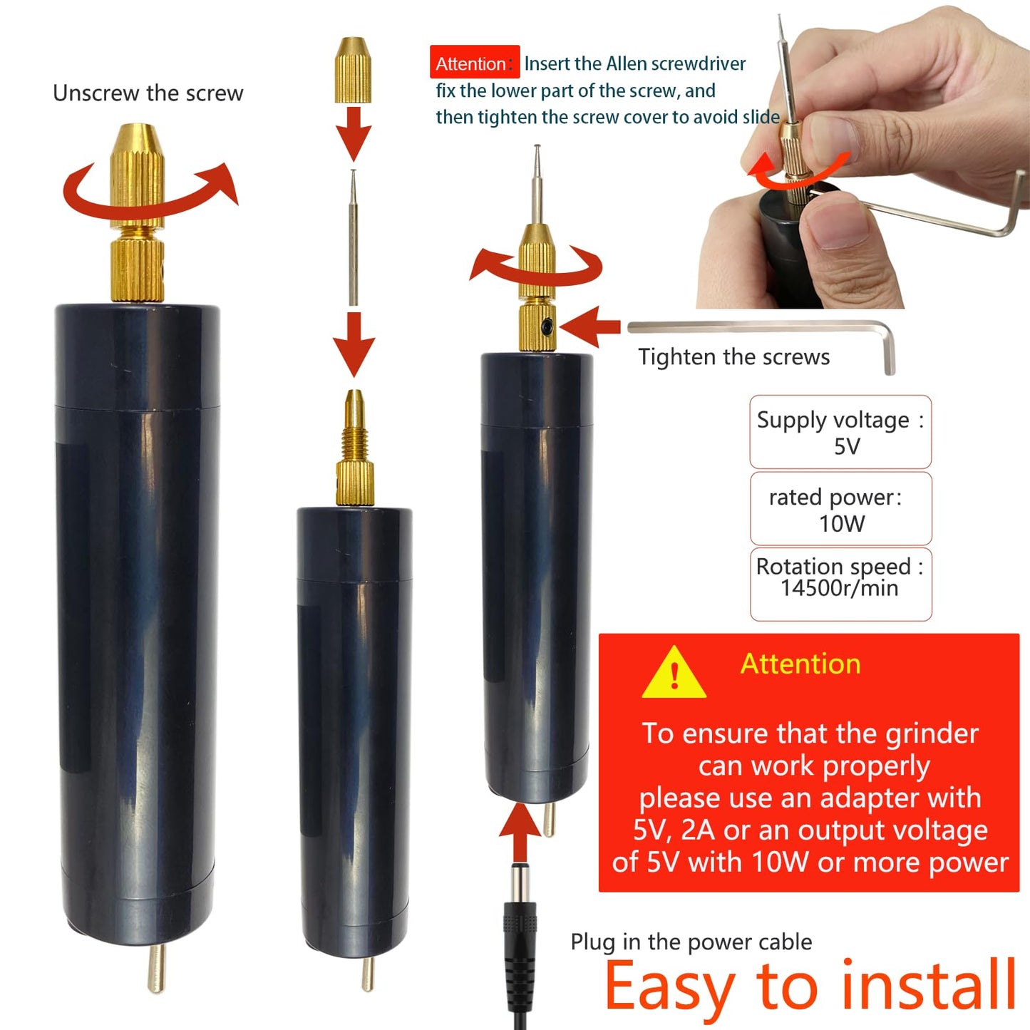 Damaged Screw Removal for Cell Phone, Broken Screw Extractor Kit for iphone, iphone Repair Tool, Electric Screw Cutter for Small Screw,4 size Heads, USB 5V Power Supply, Screw Extractor for Laptop/Pad