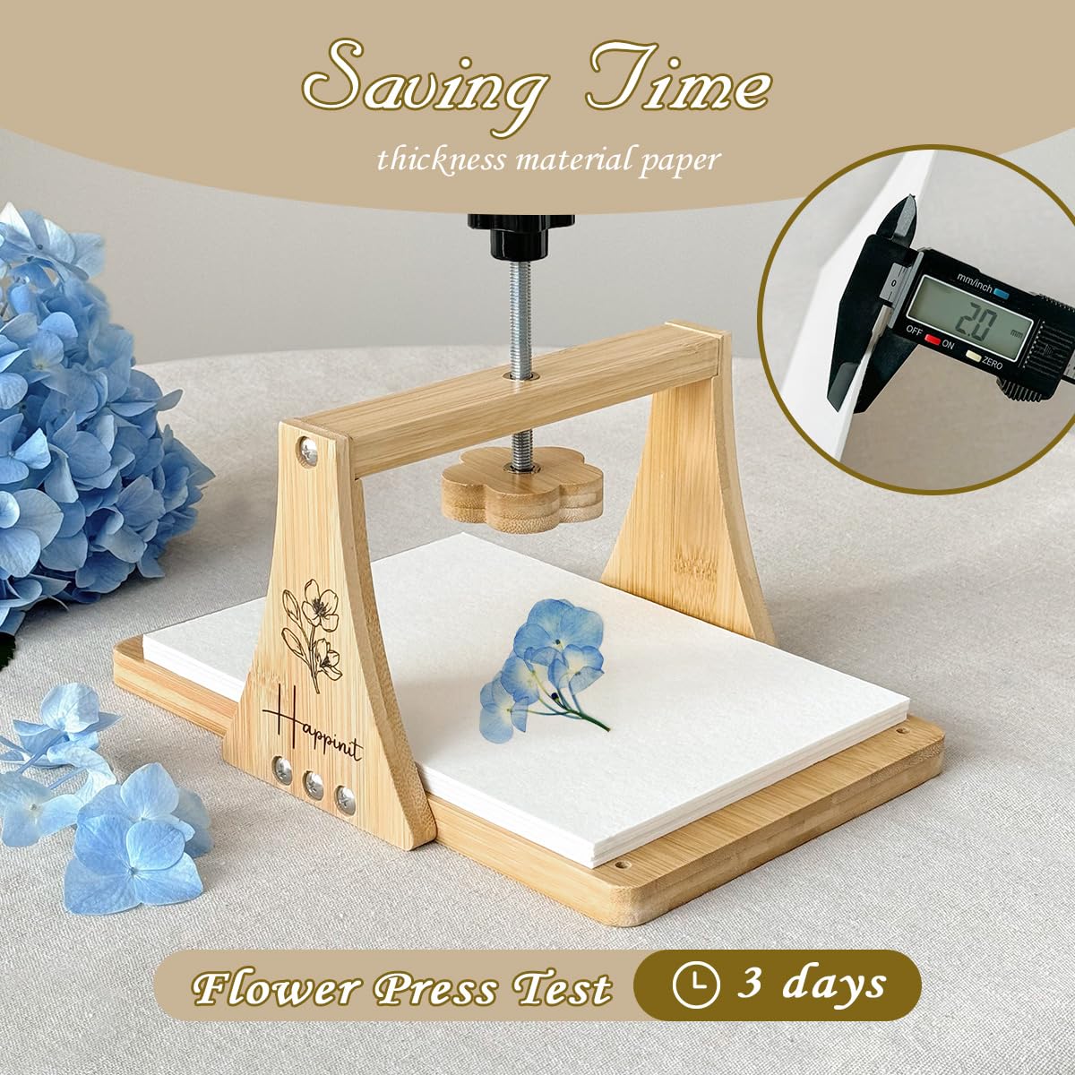 Happinit Large Flower Press Kit - 6 Layers 11" x7" Even Pressure for DIY Arts, Pressing for Adults, Dried Plant Preservation for Craft Lovers