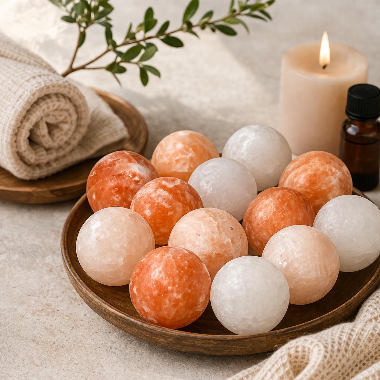 Himalayan Salt Massage Balls – 10 Pack | Natural Pink Salt Massage Spheres for Hot & Cold Therapy, Spa, Muscle Relaxation & Self-Care