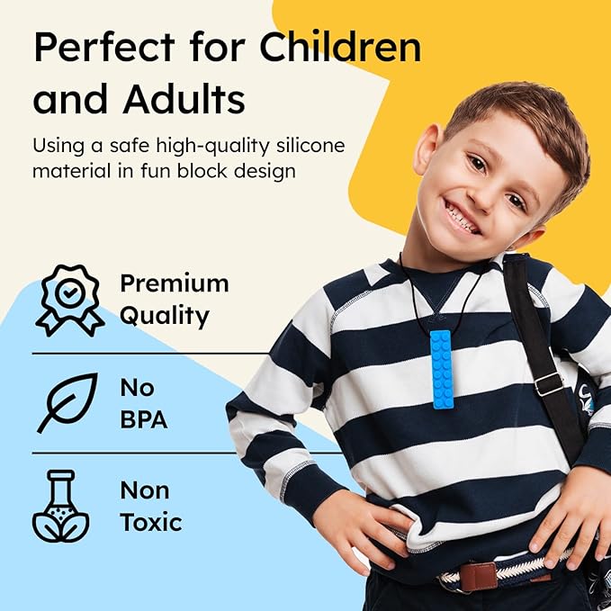 Gafly BPA Free (3 Pack) Chew Necklaces for Sensory Kids Integration with Autism and ADHD - Large Chewy Necklace Sensory for Oral Motor, Simulation & Biting Needs - Durable Food Grade Chewing Necklace