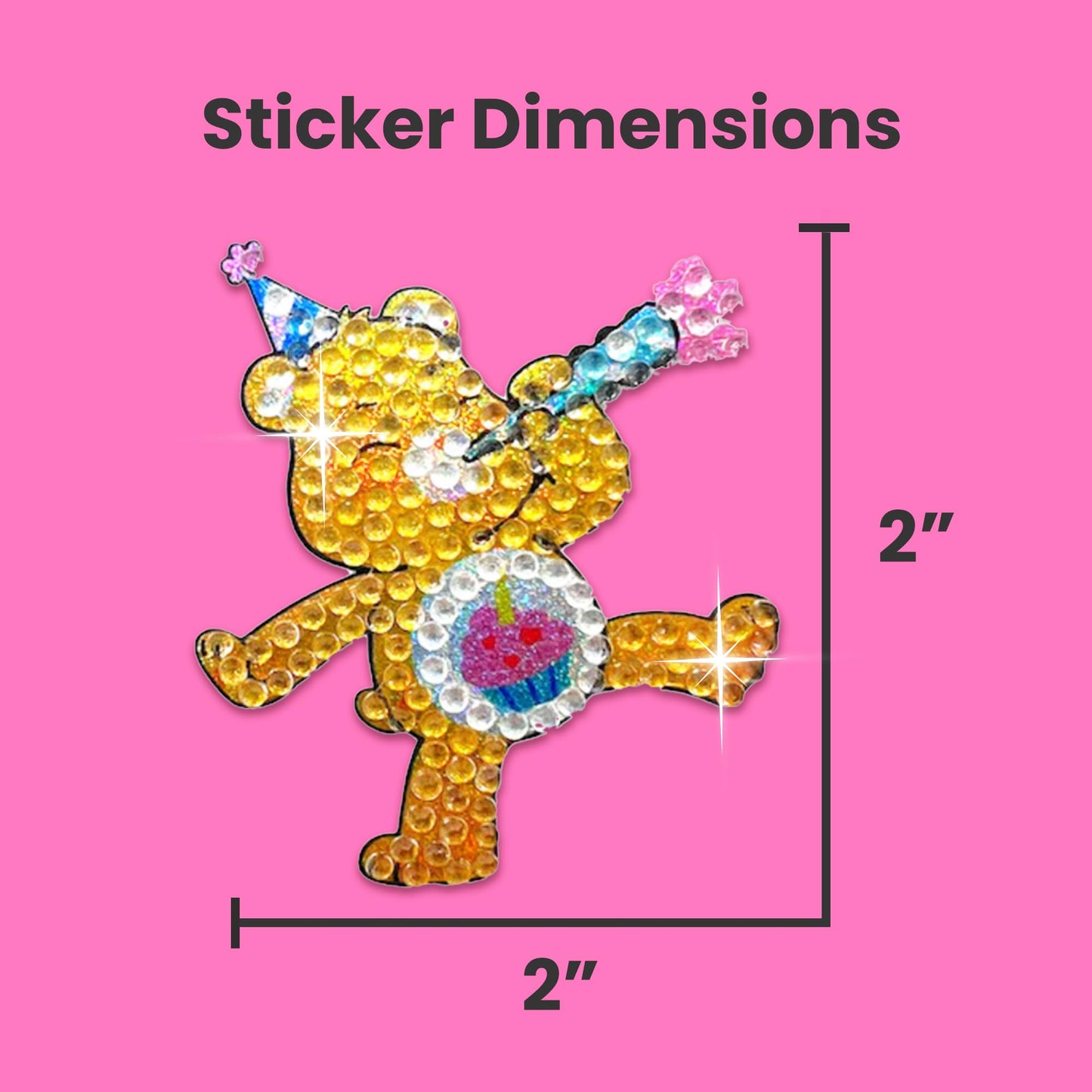 StickerBeans® Rhinestone Stickers – Care Bears 2 Sticker Pack, 2” x 2” Each, Unique Sparkly Cut-to-Shape for Collecting, Trading, Decorating Laptops, Phone Cases, Scrapbooks