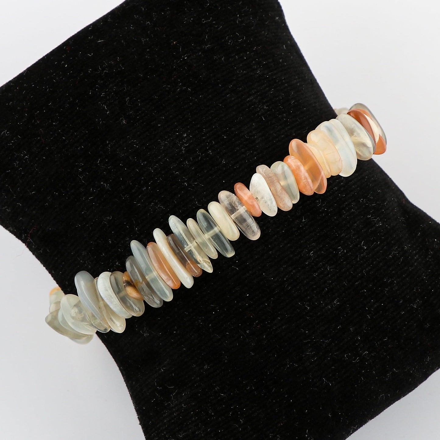 CRYSTALIS Natural Multi Moonstone Plain Submarine Beads Adjustable Gemstones Bracelet, Chakra Healing Stones, Gift Giving Jewelry, 925 Sterling Silver Womens Bracelet 8 inch [June-Birthstone]