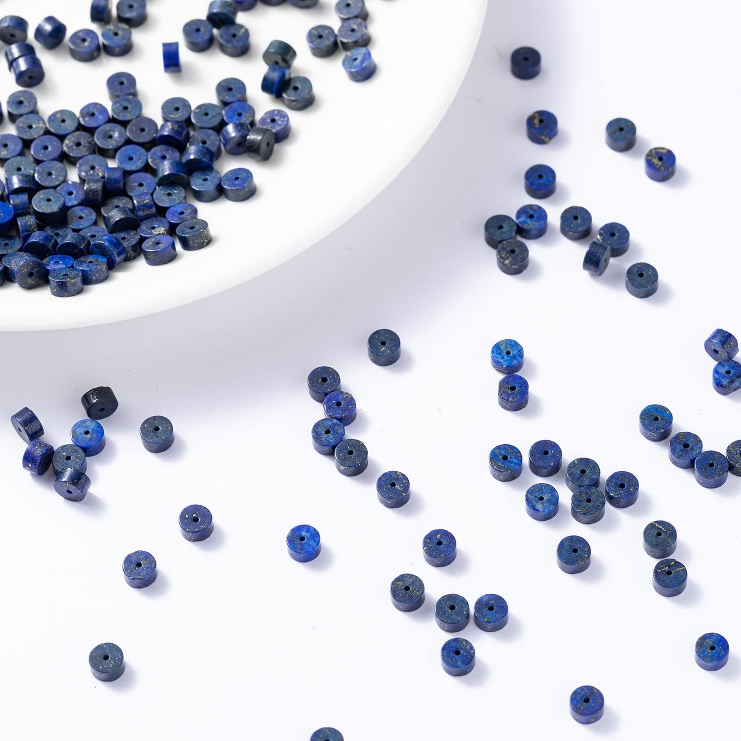 Natural Lapis Lazuli Stone Spacer Beads 6x3mm 38cm/str Flat Round Loose Semi Gemstone Caps for Making Bracelets Necklace