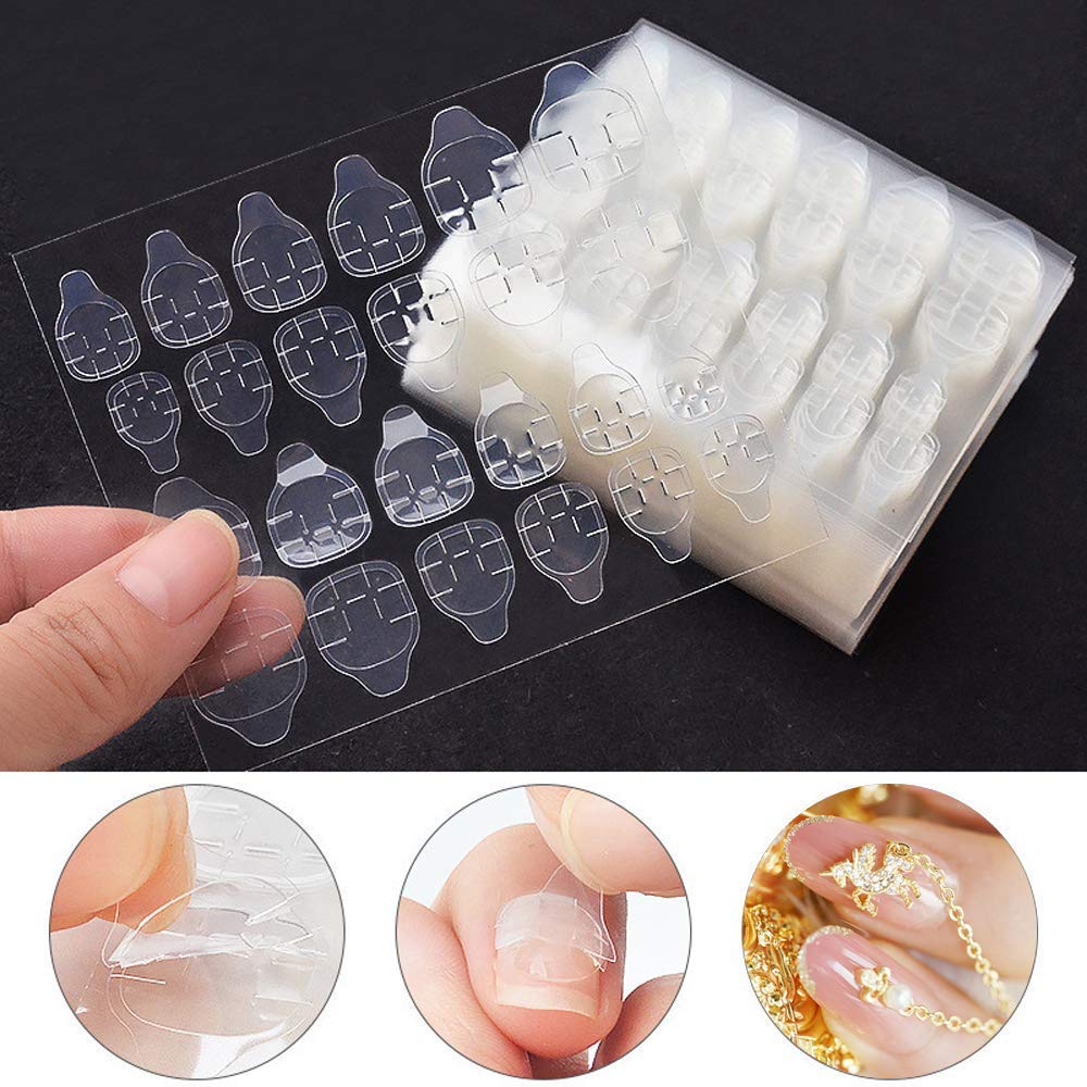 Mwellewm 240 Pcs 10 Sheets Nail Glue Stickers Double Side for Press on Nails Stickers,Waterproof Breathable False Nail Tips Jelly Adhesive Nail Tabs Glue