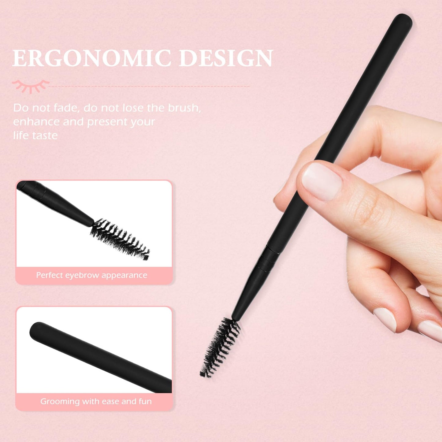 KAJNBN 15pcs Makeup Brush Set with Eyebrow Angled Brush Eyelash Spoolie for Women Black Cosmetic Tools Kit for Daily Beauty Application and Household Use