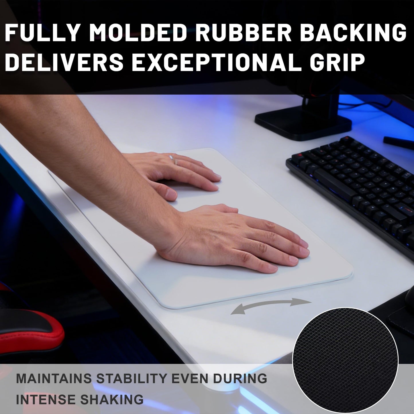 BoBliss Glass Gaming Mouse Pad-15.7"x 11.8",Ultra-Smooth Gaming and Office Mousepad-Professional-Grade Esports Mouse pad,Non-Slip Base with Noise-reducing Pads,White.