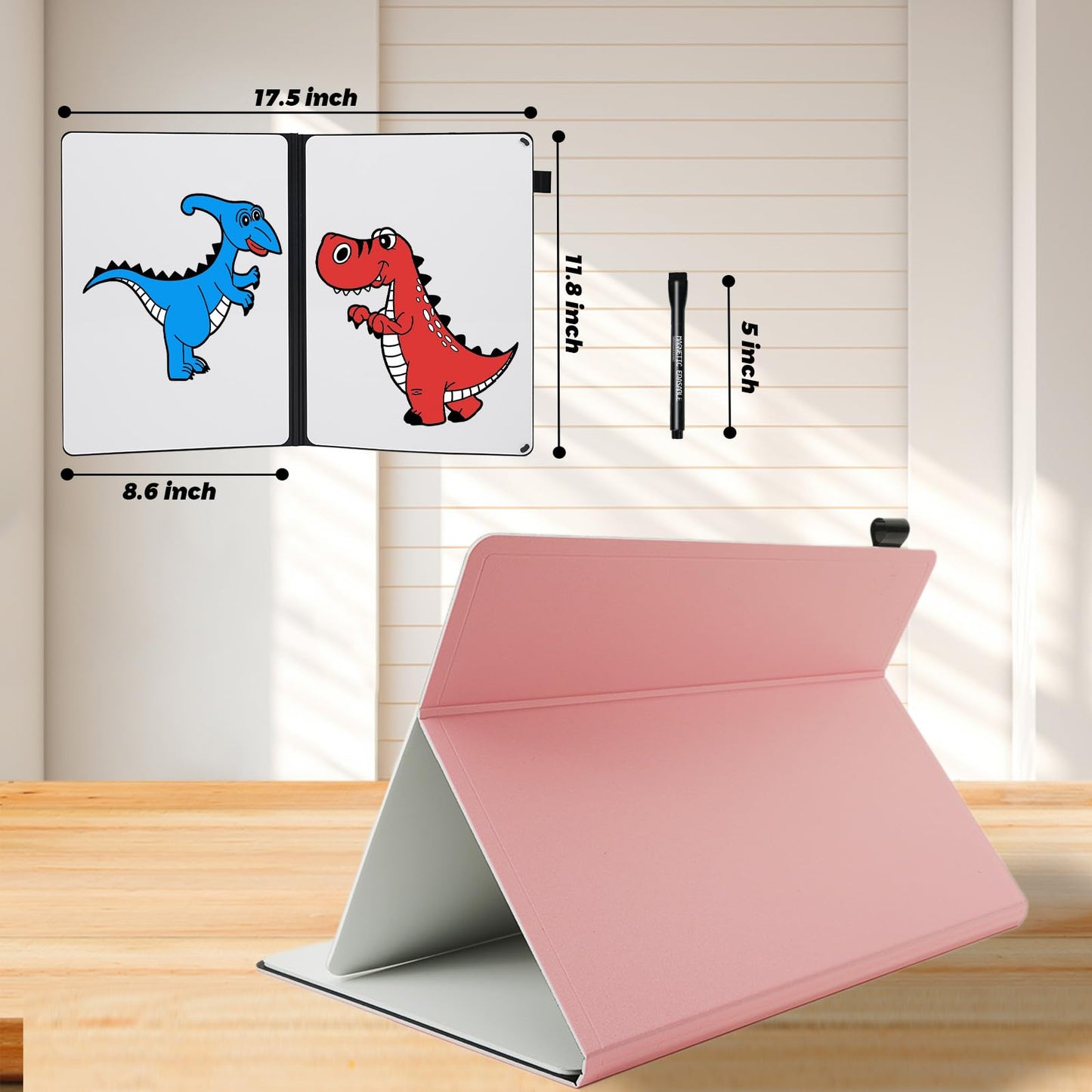 Portable White Board Small Dry Erase Board, 9" x 12" Double Sided Folding Whiteboards with 3 Pens, A4 Reusable Notebook with Storage Mesh Bag for Study, Meeting, Draft, Notes, Doodling