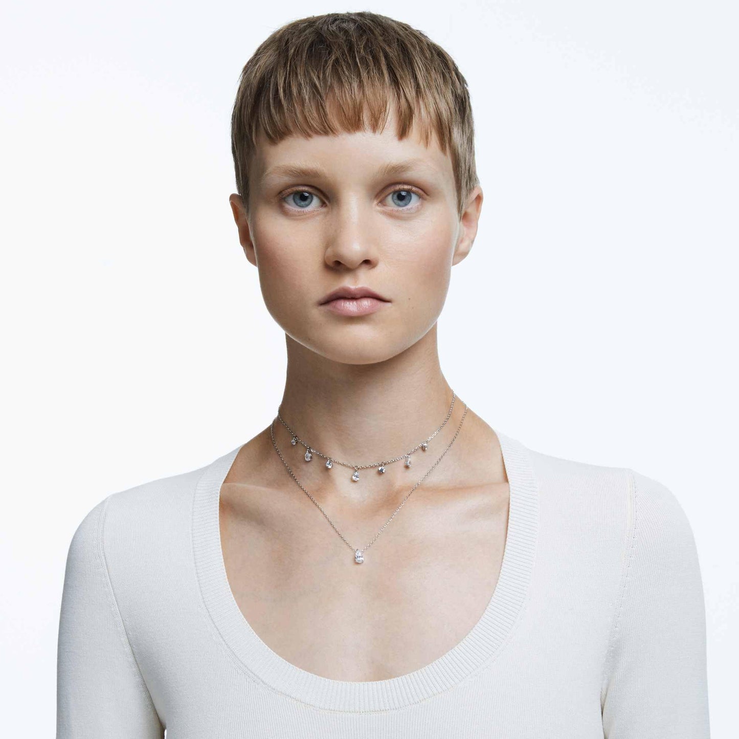 SWAROVSKI Attract necklace, White, Rhodium Finish