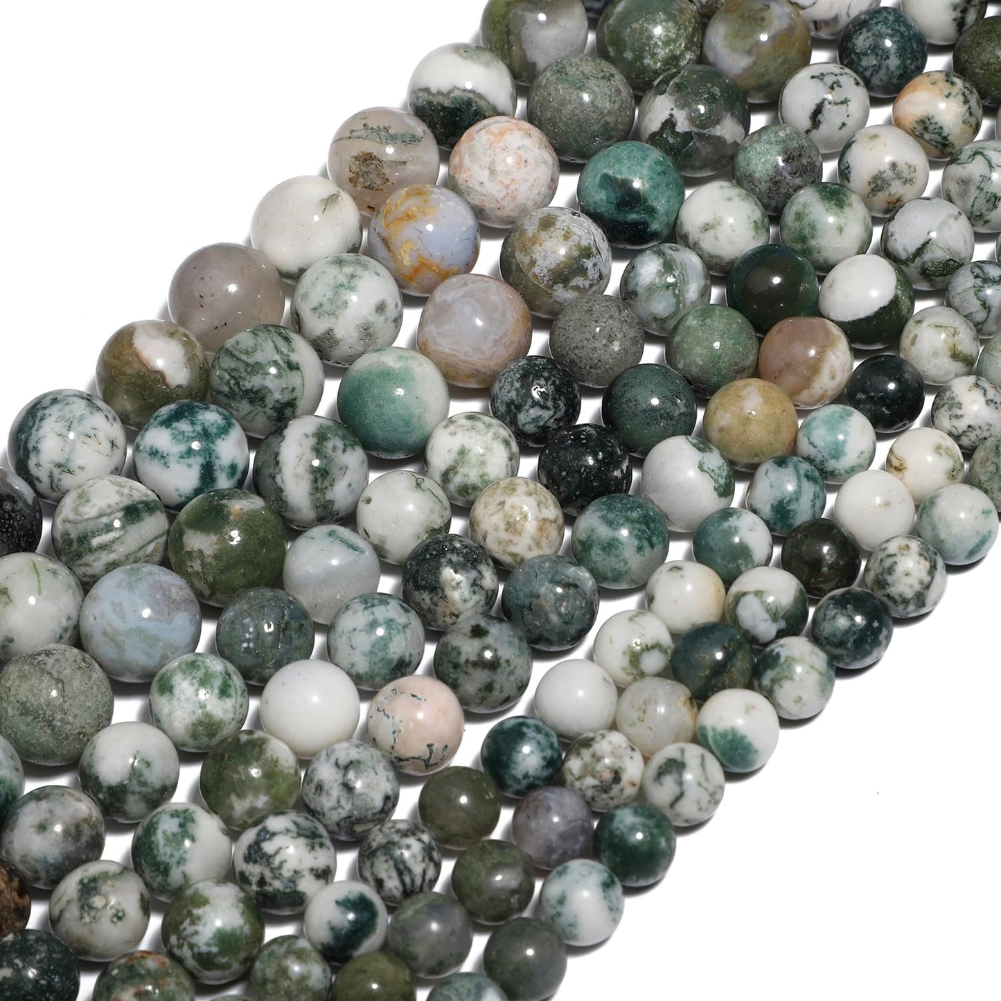 NITOPUPU 10mm 37pcs Tree Agate Natural Stone Beads for Jewelry Making Supplies, Round Crystal Beads for Bracelets Necklace DIY Crafts