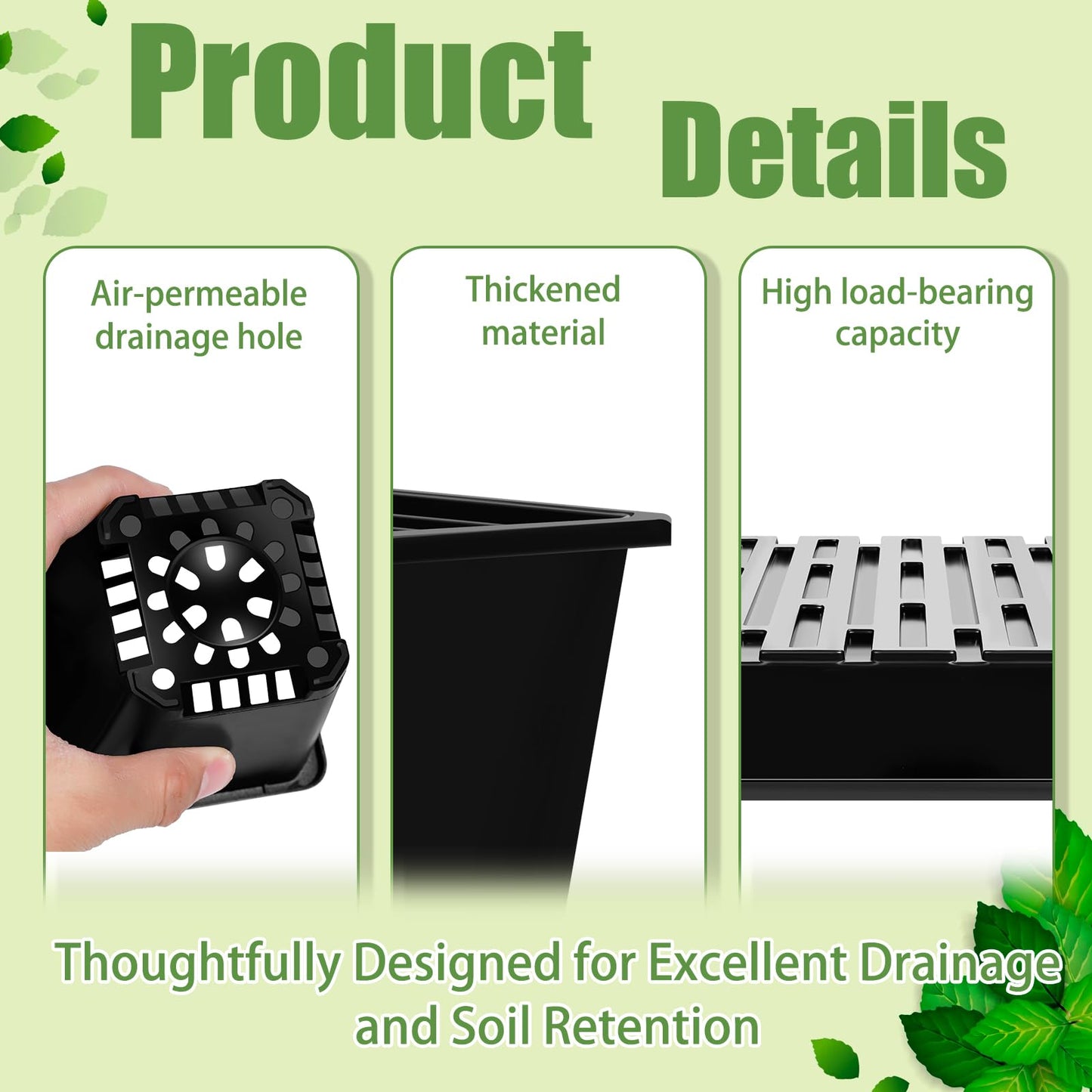 mwellewm 5 Pcs Seed Starter Tray, 3.5 Inch (9CM) 60 Pcs Nursery Pots Kit, Thickened Seed Starting Trays Square Seedling Pots for Plants Sturdy Microgreens Growing Trays Reusable Germination Tray