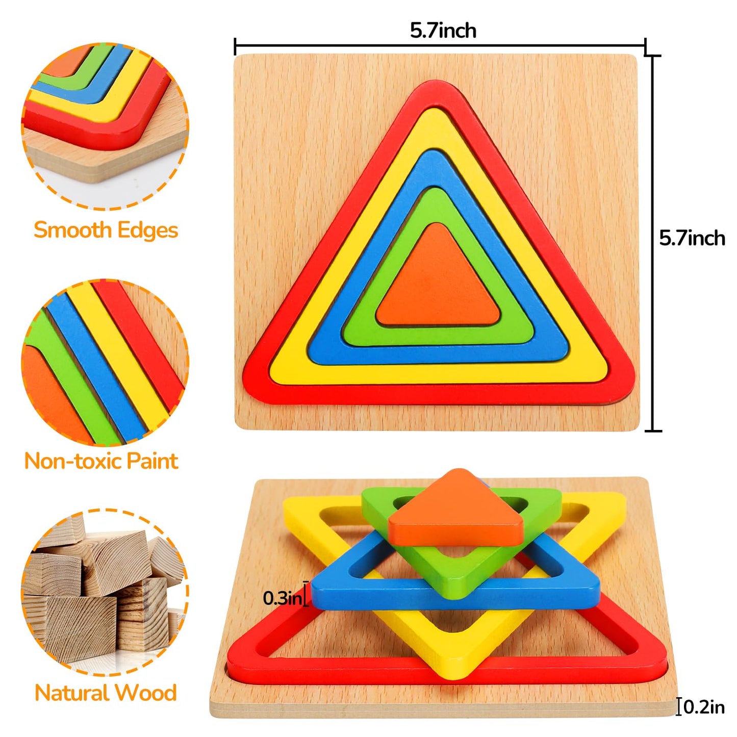 Toddler Puzzles Montessori Toy Wooden Shape Sorting Puzzle Sensory Toy Toddler Activities Preschool Learning Educational Autistic Developmental 1 2 3 Year Old Girl Boy 1-3 Dementia Game Easter Gift