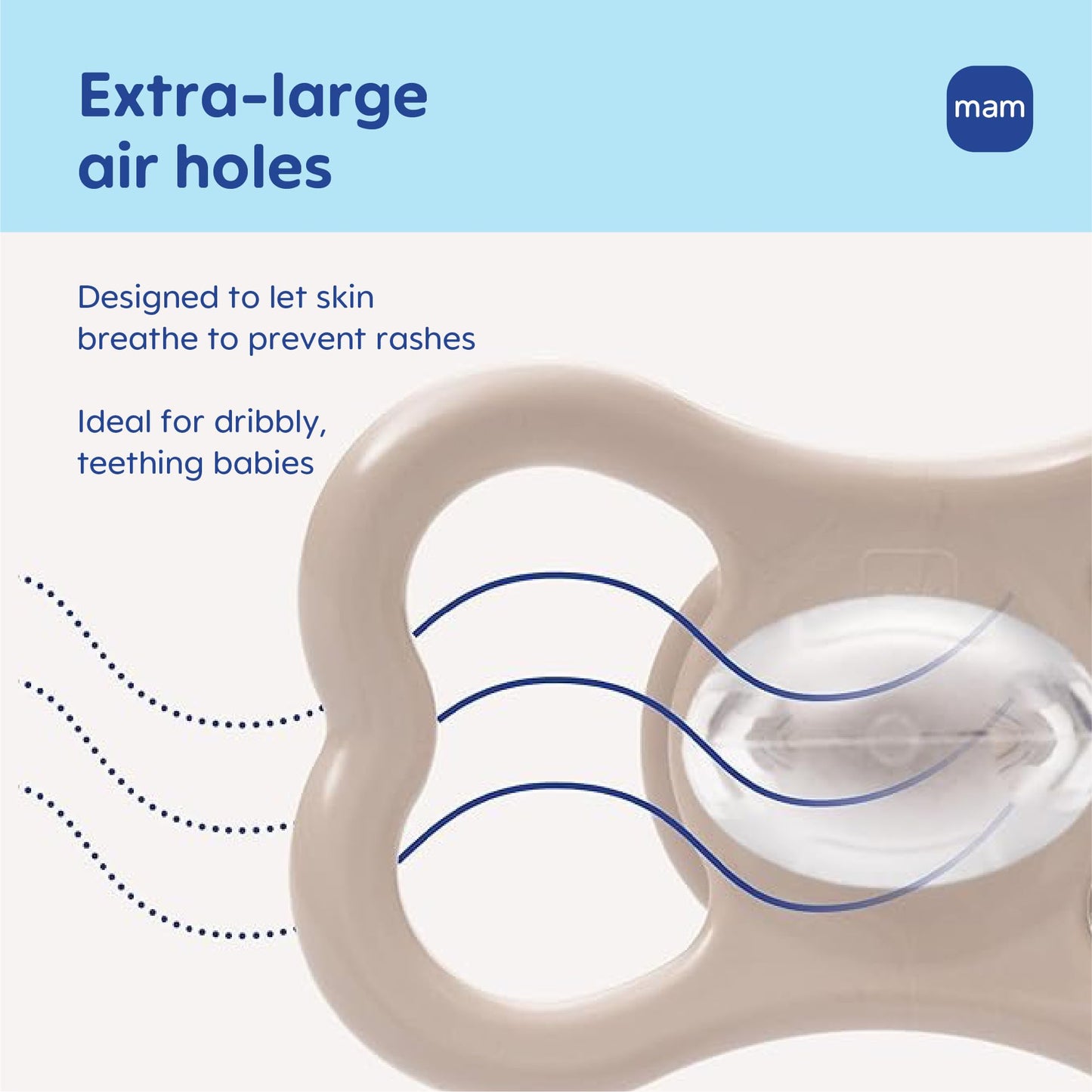 MAM Air Pacifier for Babies 16+ Months, Extra Air Flow for Sensitive Skin, Developed with Medical Experts, BPA-Free Skin Soft Silicone, 4 Count, Made in Europe