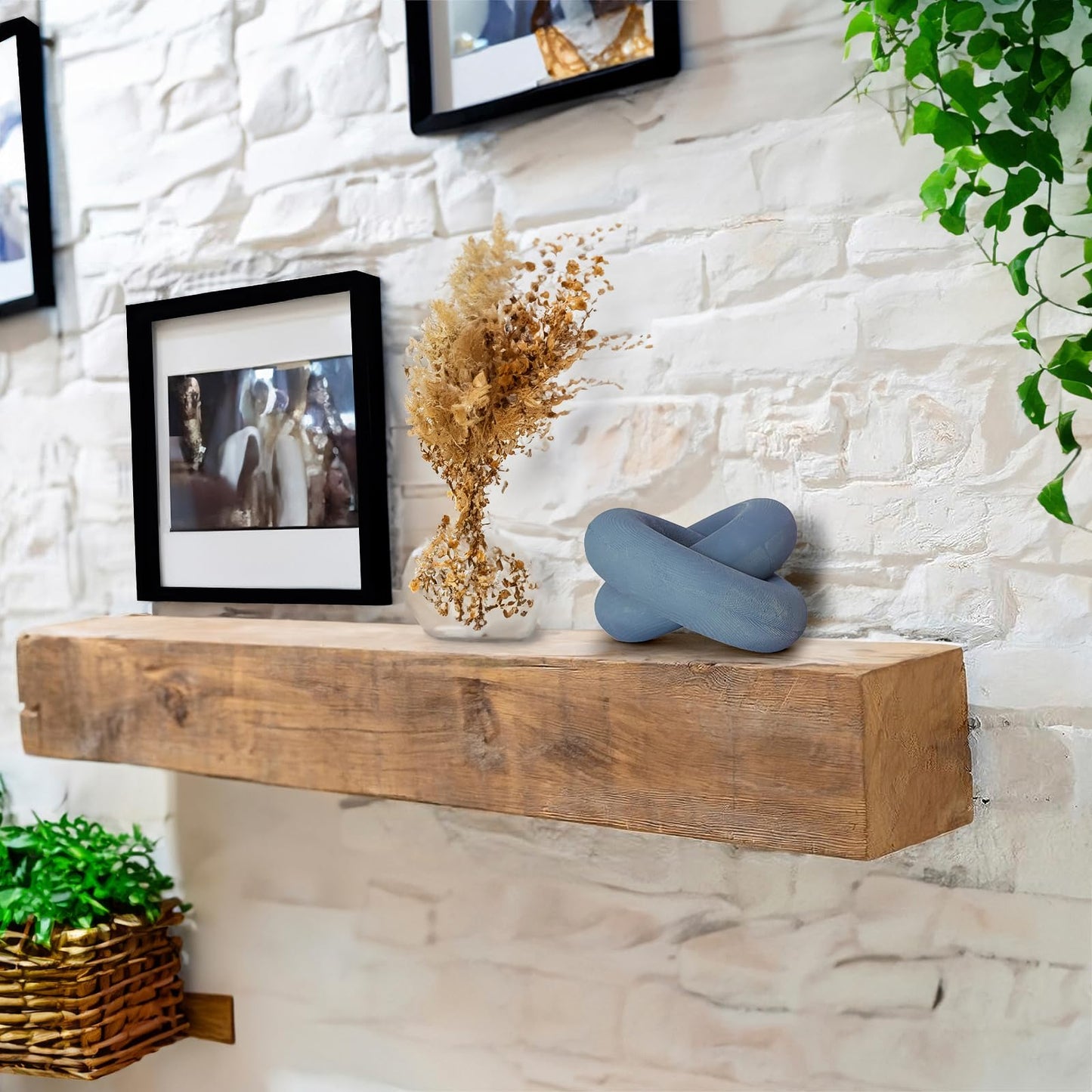 baqor Wood Knot Decor Chain Link - Coffee Table Shelf Office Entryway Decorative Object Wooden Knot Sculpture Rustic Accents Modern Boho Celtic Home Living Room Farmhouse