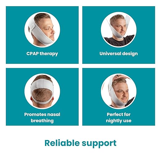 LifeSource Made in USA Anti Snoring Chin Strap for CPAP Users, Chin Strap for Snoring Solution, Breathable, Adjustable, Latex Free, Comfortable Sleep Support for Men & Women, Snoring Support