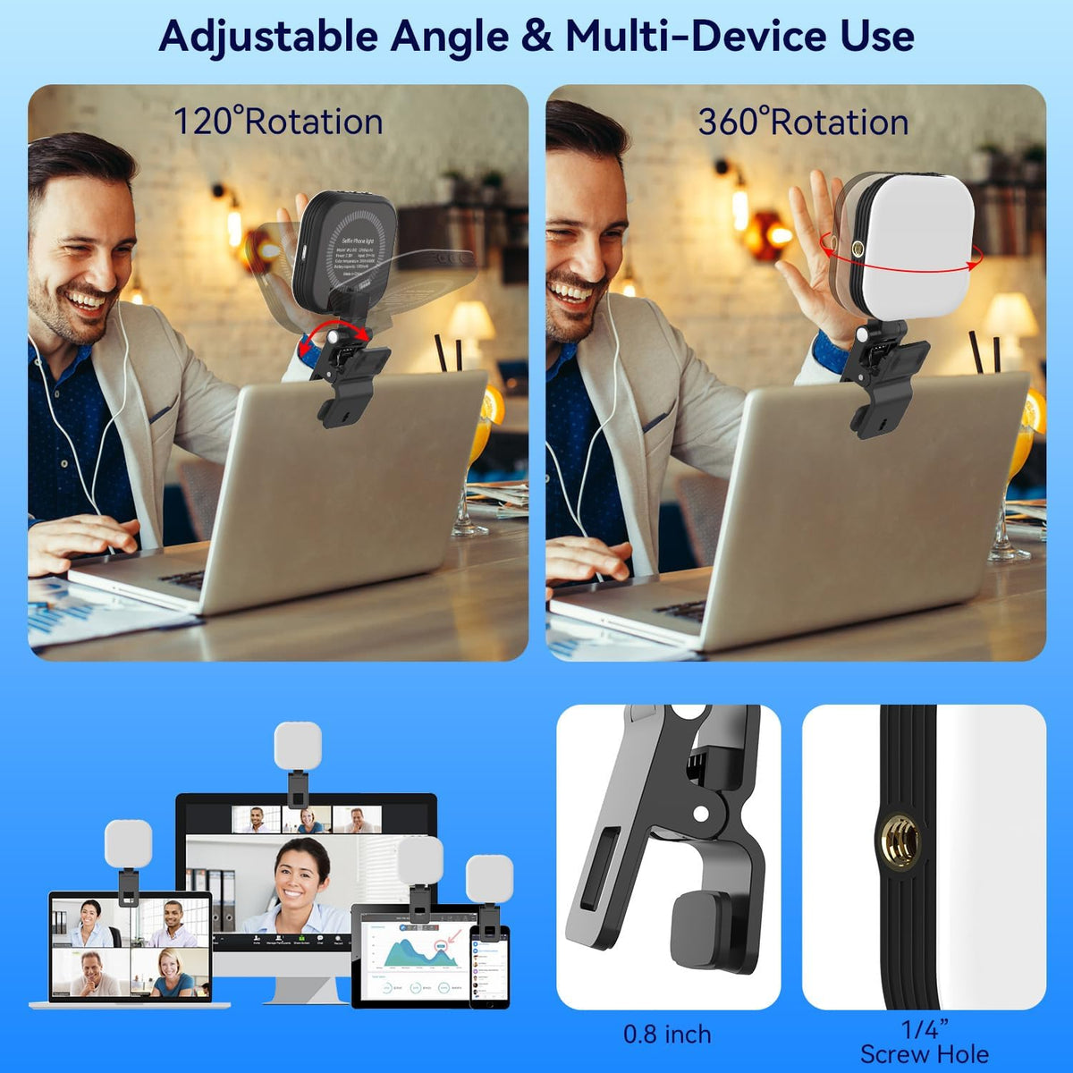 Mini Magnetic Phone Selfie Light Compatible with iPhone Magsafe, Clip on Pocket Light for Tablet Laptop Computer Zoom Video Call TikTok YouTube Video Recording Phone Filming Makeup